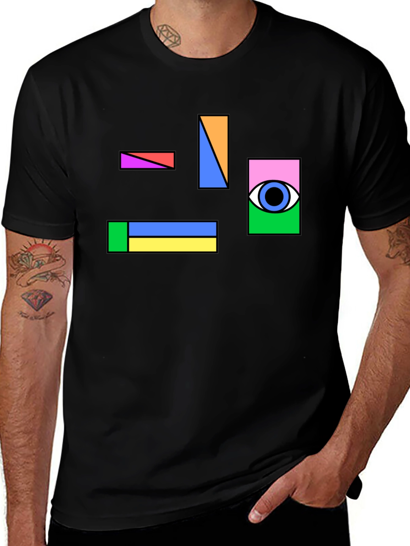 Variant 17 of Abstract Geometric Eye Graphic Tee - Black