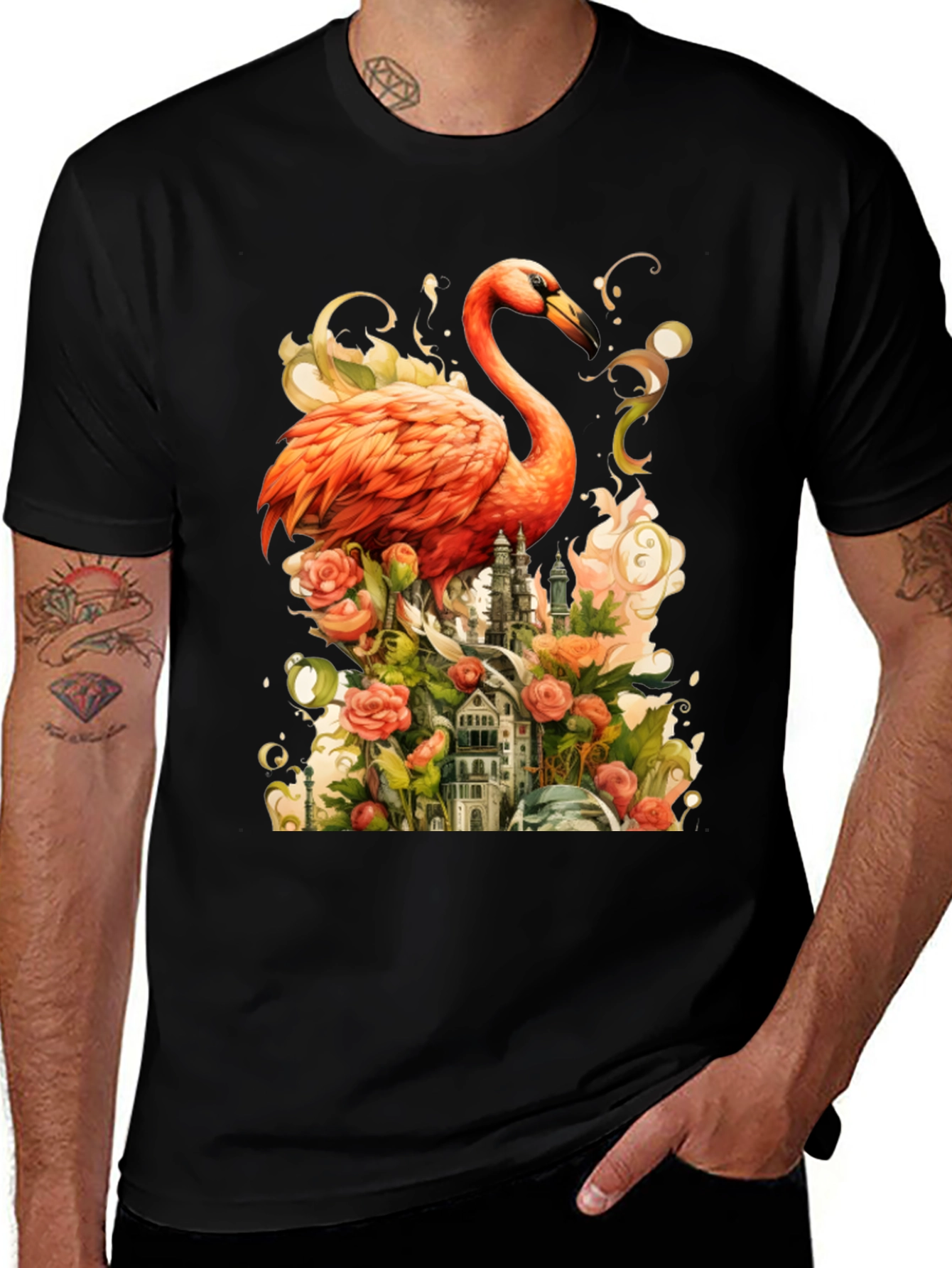 Variant 4 of Flamingo Castle Graphic Tee