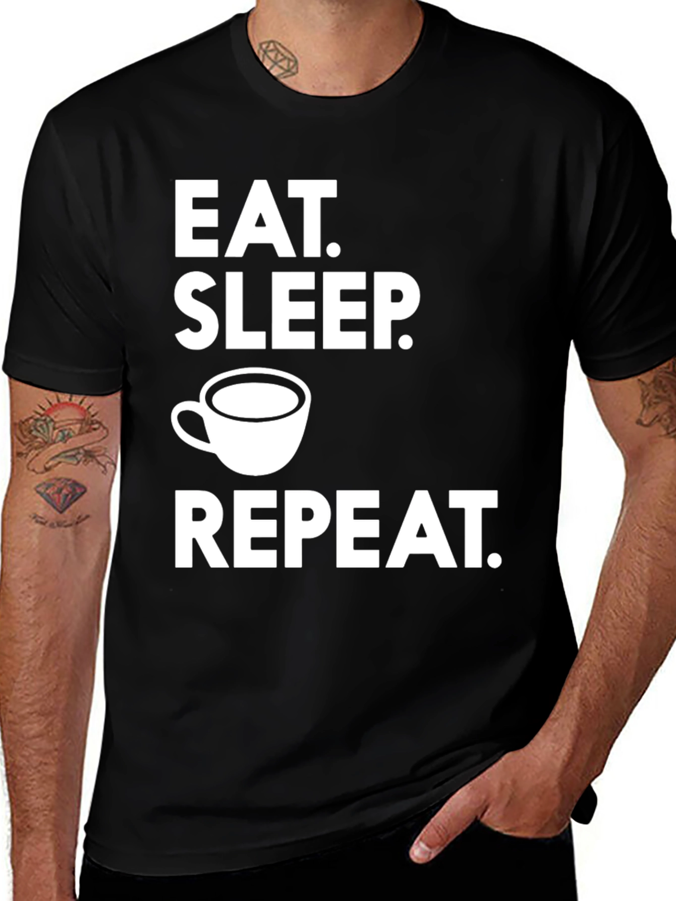 Variant 10 of Eat Sleep Coffee Repeat Black T-Shirt