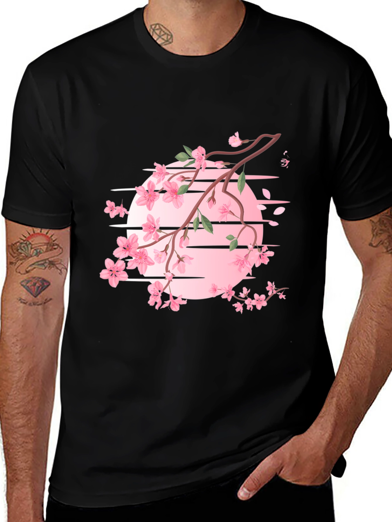 Variant 11 of Cherry Blossom Graphic T-Shirt - Black