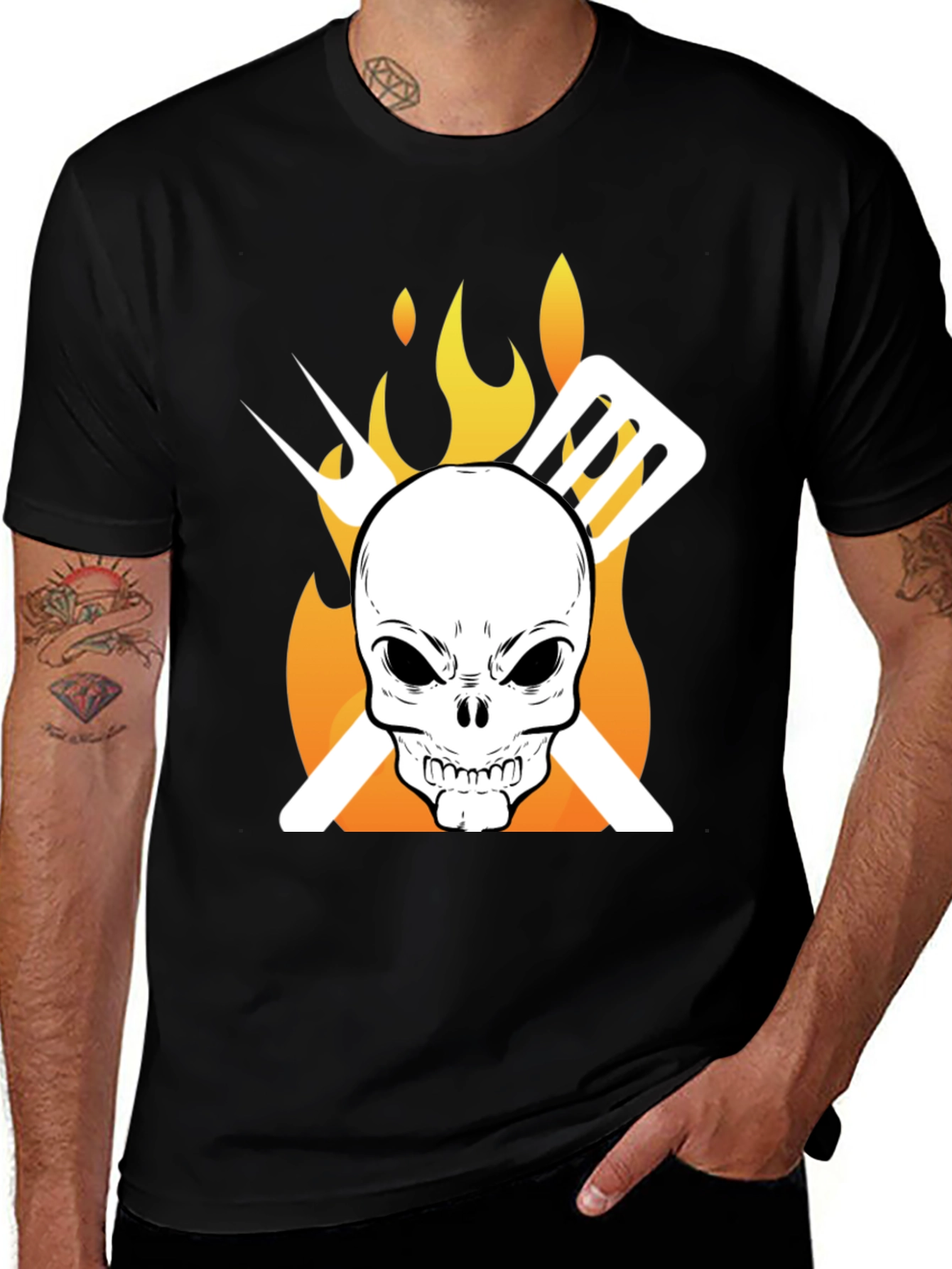 Variant 24 of Skull BBQ T-Shirt - Grill Master Tee