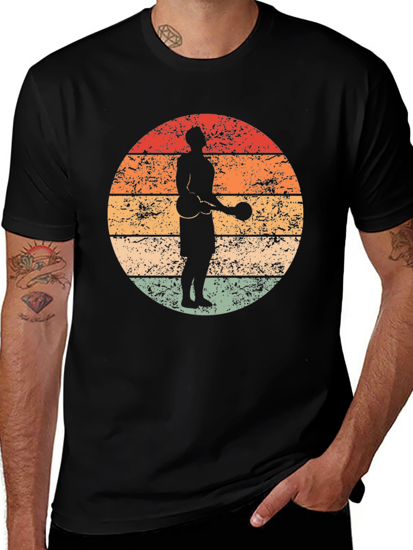 Variant 4 of Vintage Style Pickleball Player T-Shirt