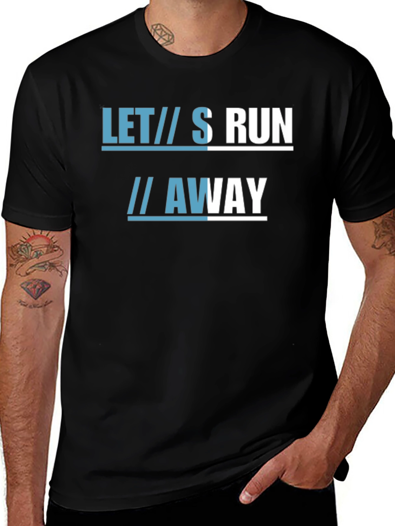 Variant 12 of Let's Run Away Graphic Tee - Black Cotton T-Shirt