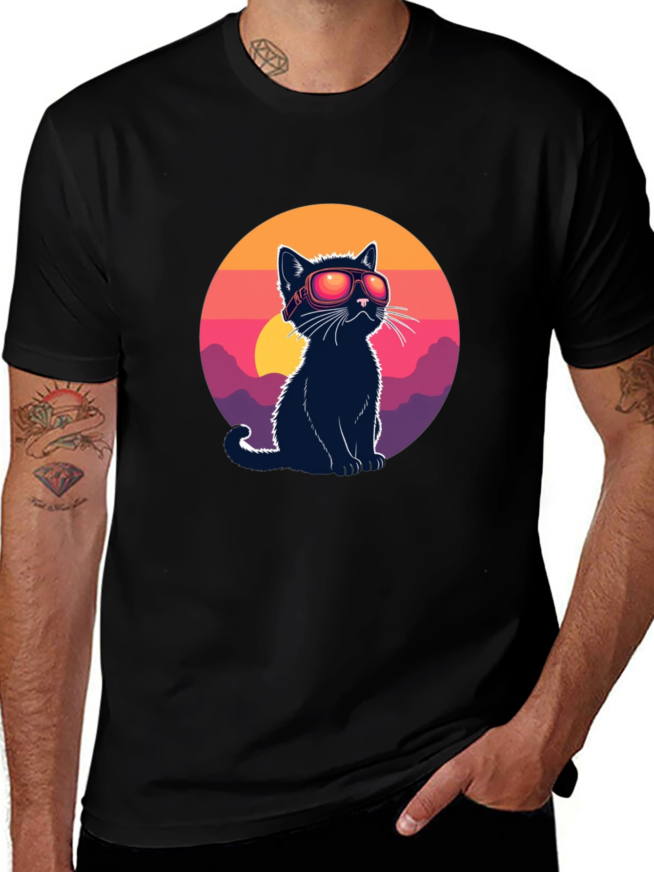 Variant 28 of Retro Cat T-Shirt - Vintage Style Sunglasses