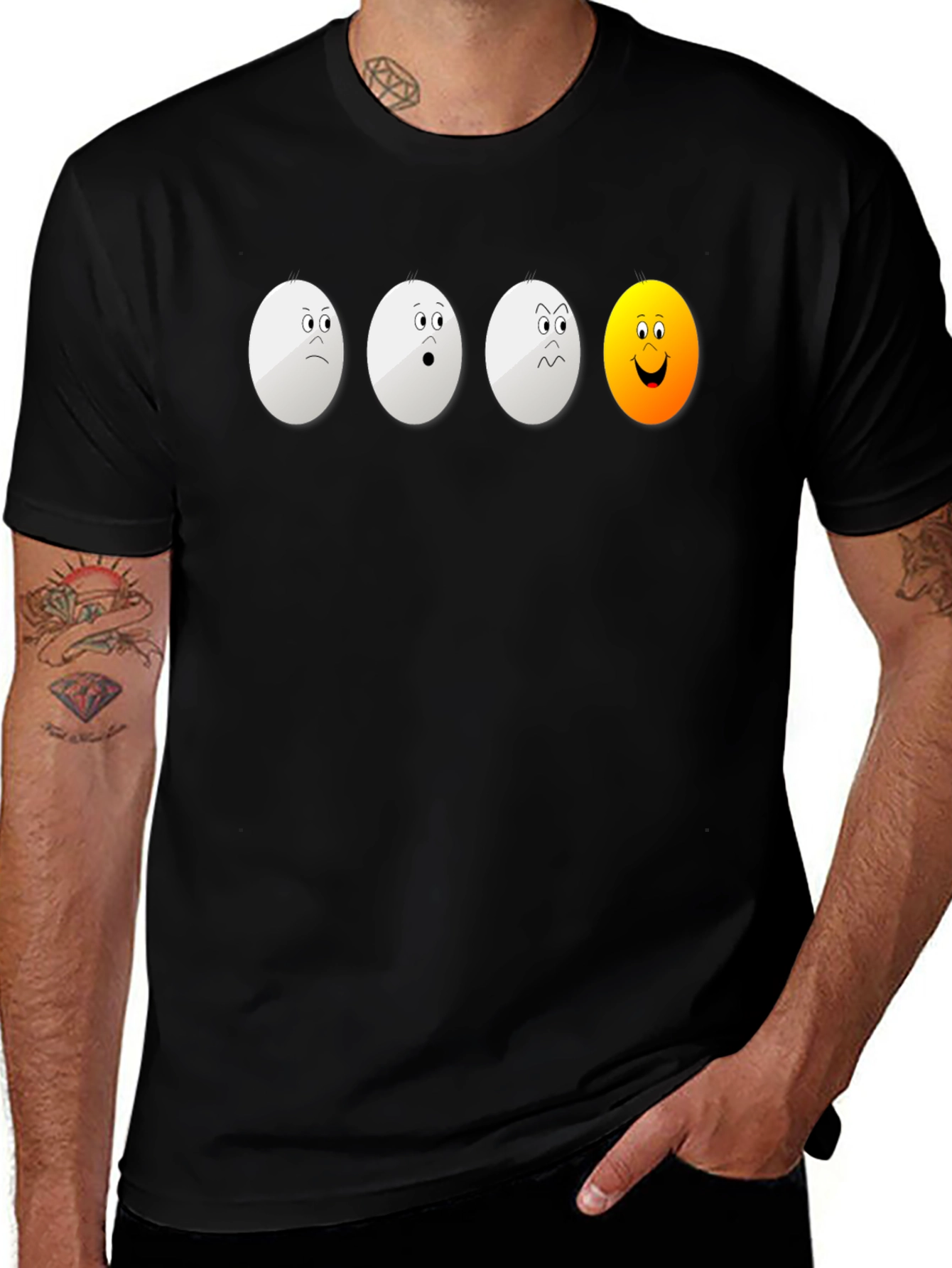 Variant 10 of Funny Egg Expression T-Shirt - Black