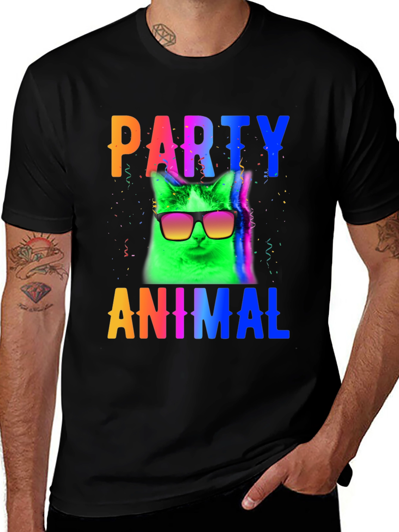 Variant 22 of Party Animal Cat T-Shirt - Black
