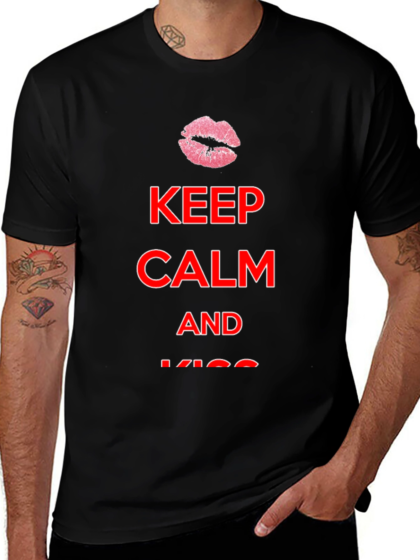 Variant 29 of Keep Calm Kiss Men's Black Tee