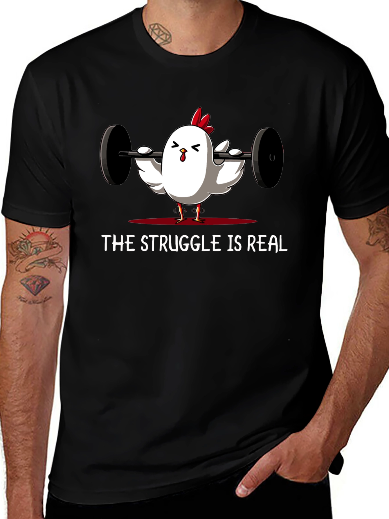 Variant 19 of Struggle is Real Chicken Lifting T-Shirt