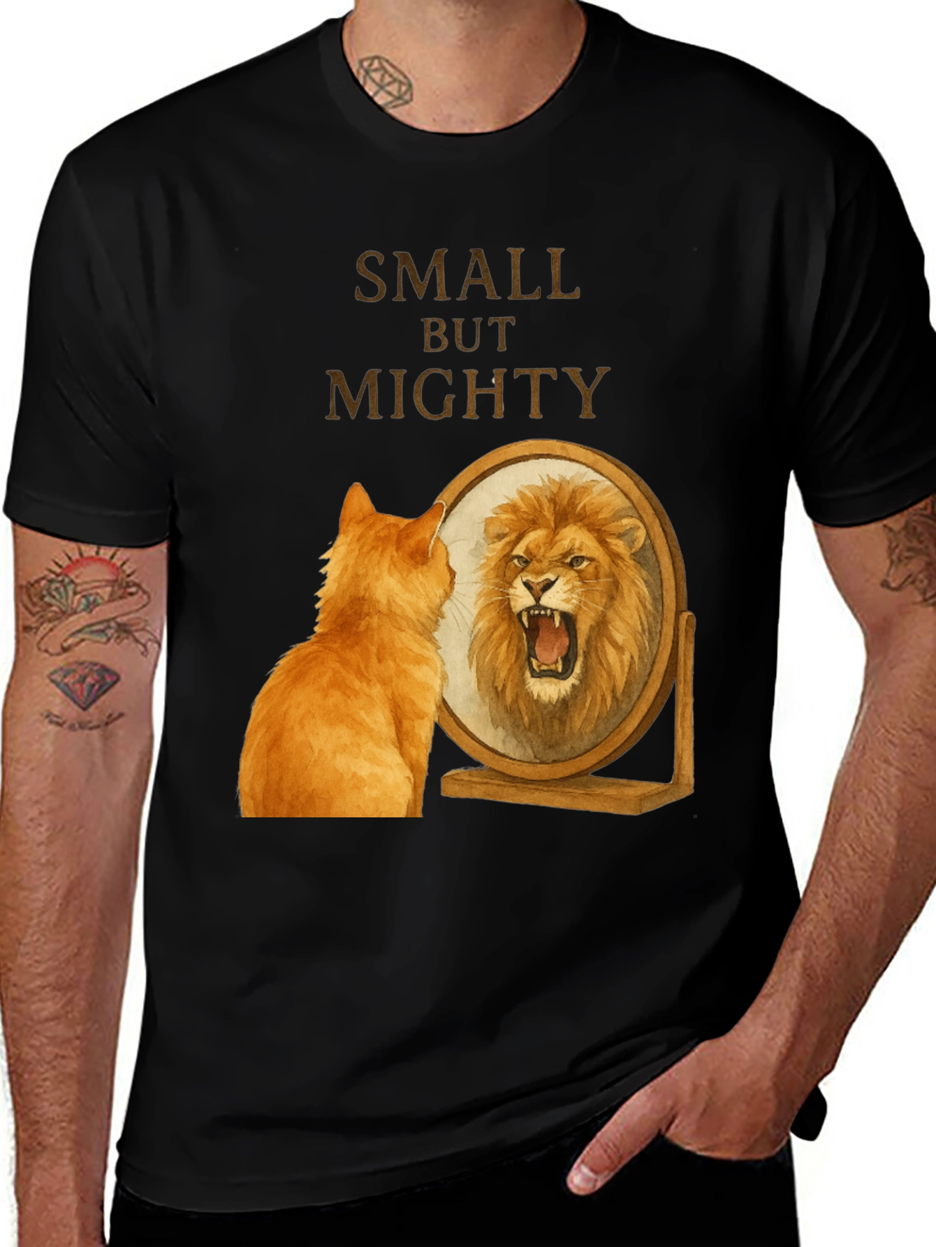Variant 24 of Small But Mighty T-Shirt - Cat Lion Mirror Design
