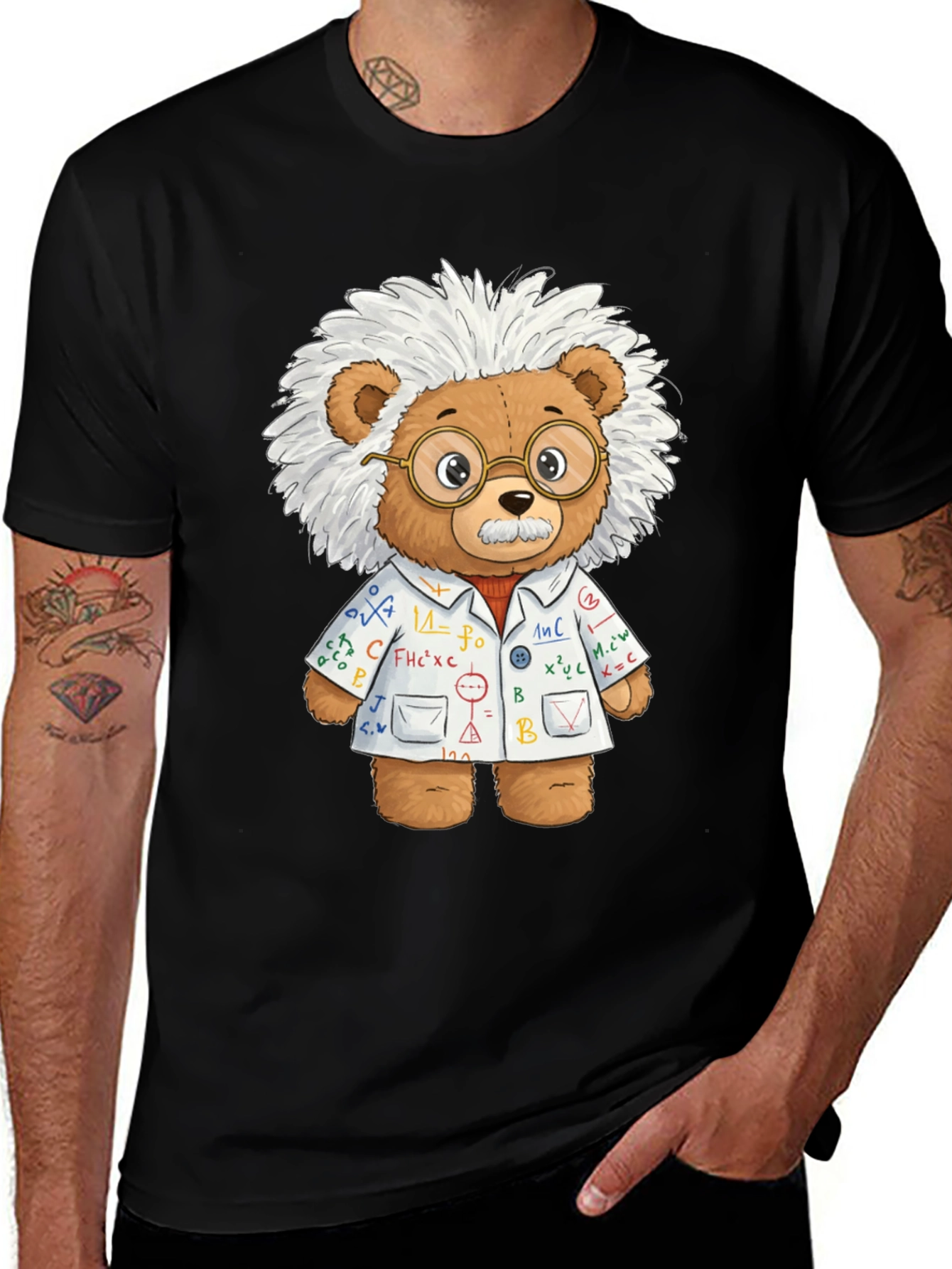 Variant 11 of Scientist Bear Graphic Tee - Black