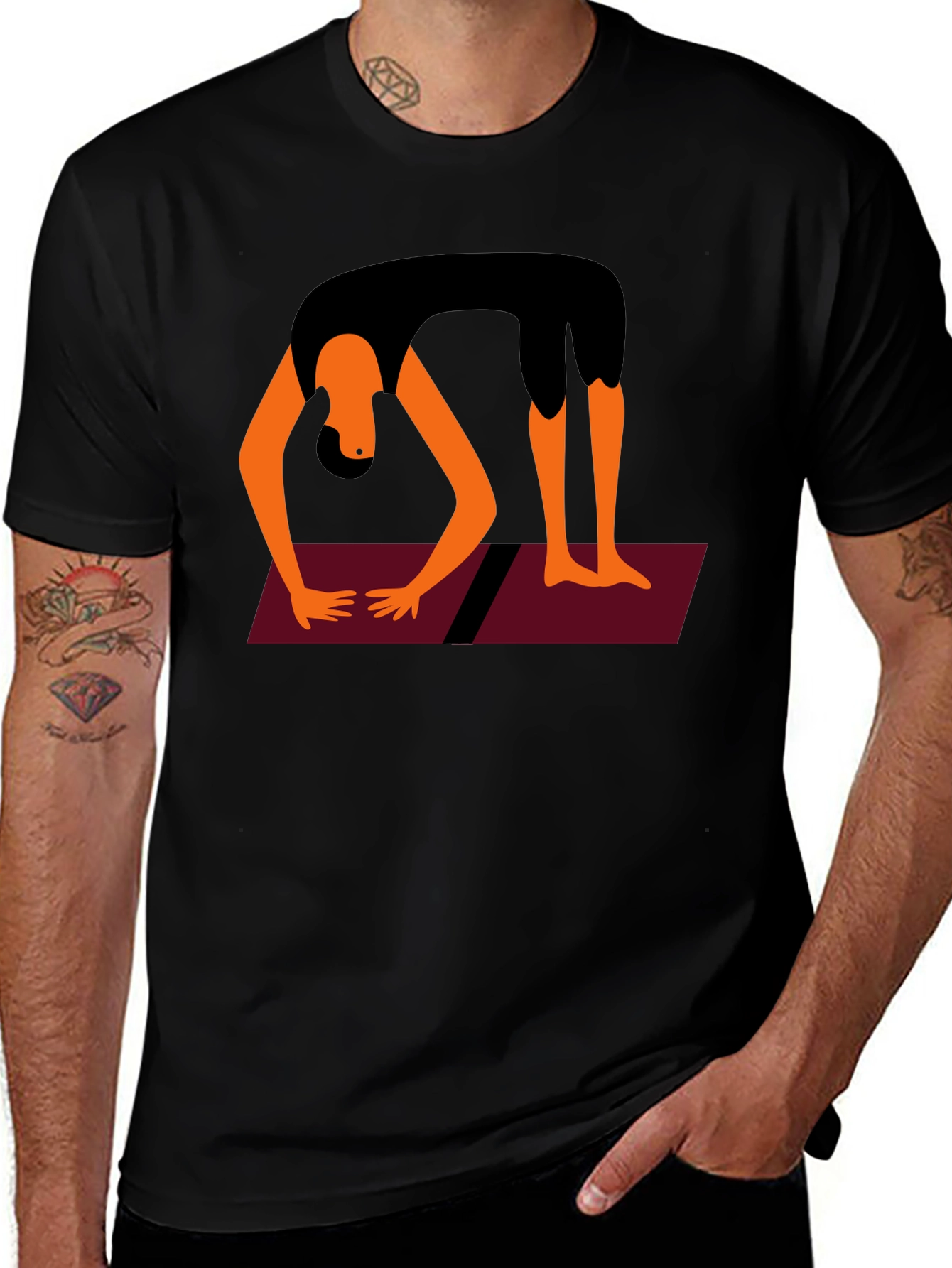 Variant 29 of Yoga Pose Graphic Tee - Black Cotton Blend