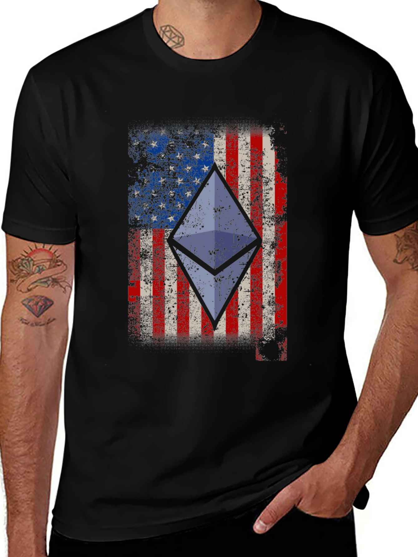 Variant 12 of Ethereum American Flag Graphic Tee