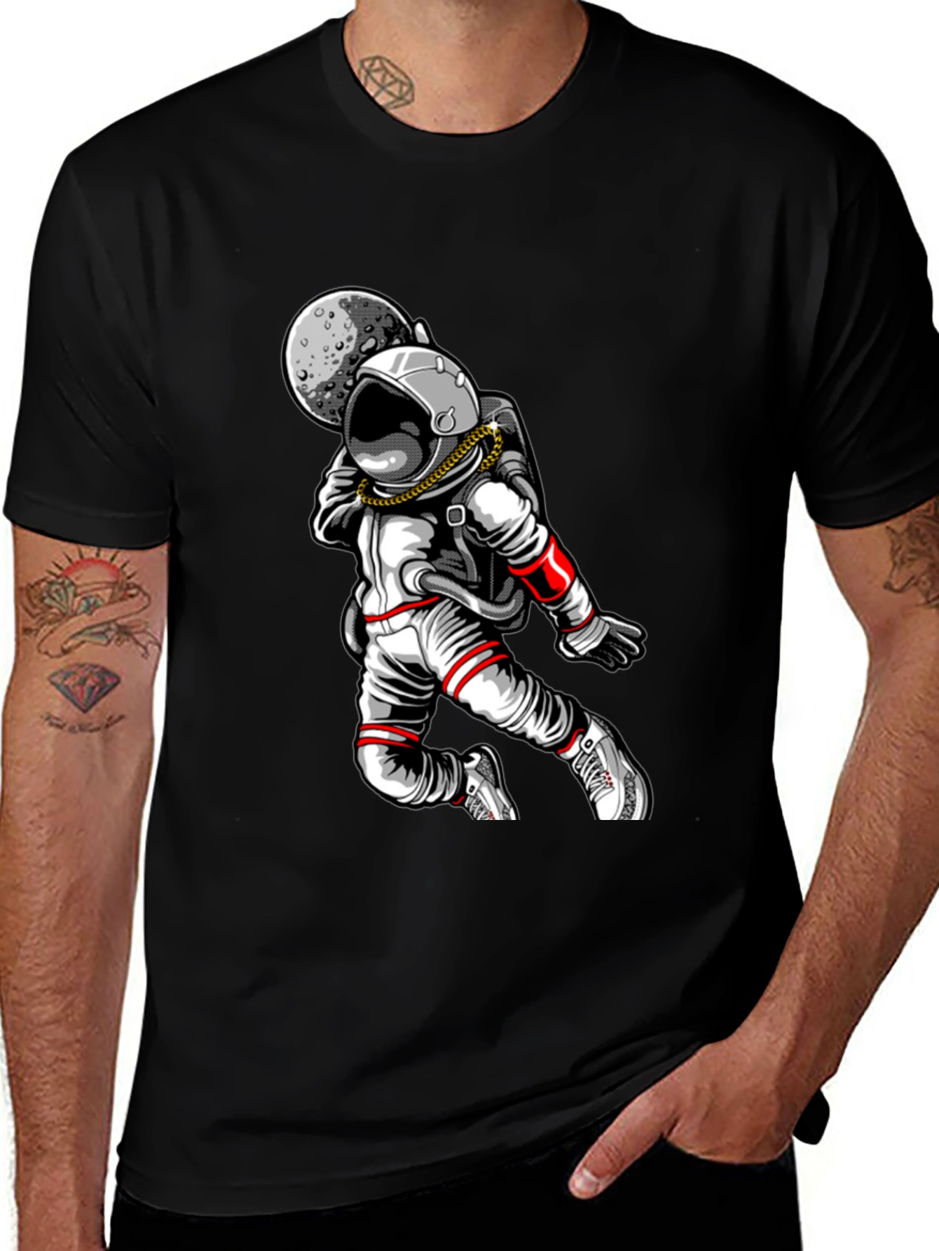 Astronaut Moon Graphic Tee - Cool Space Design