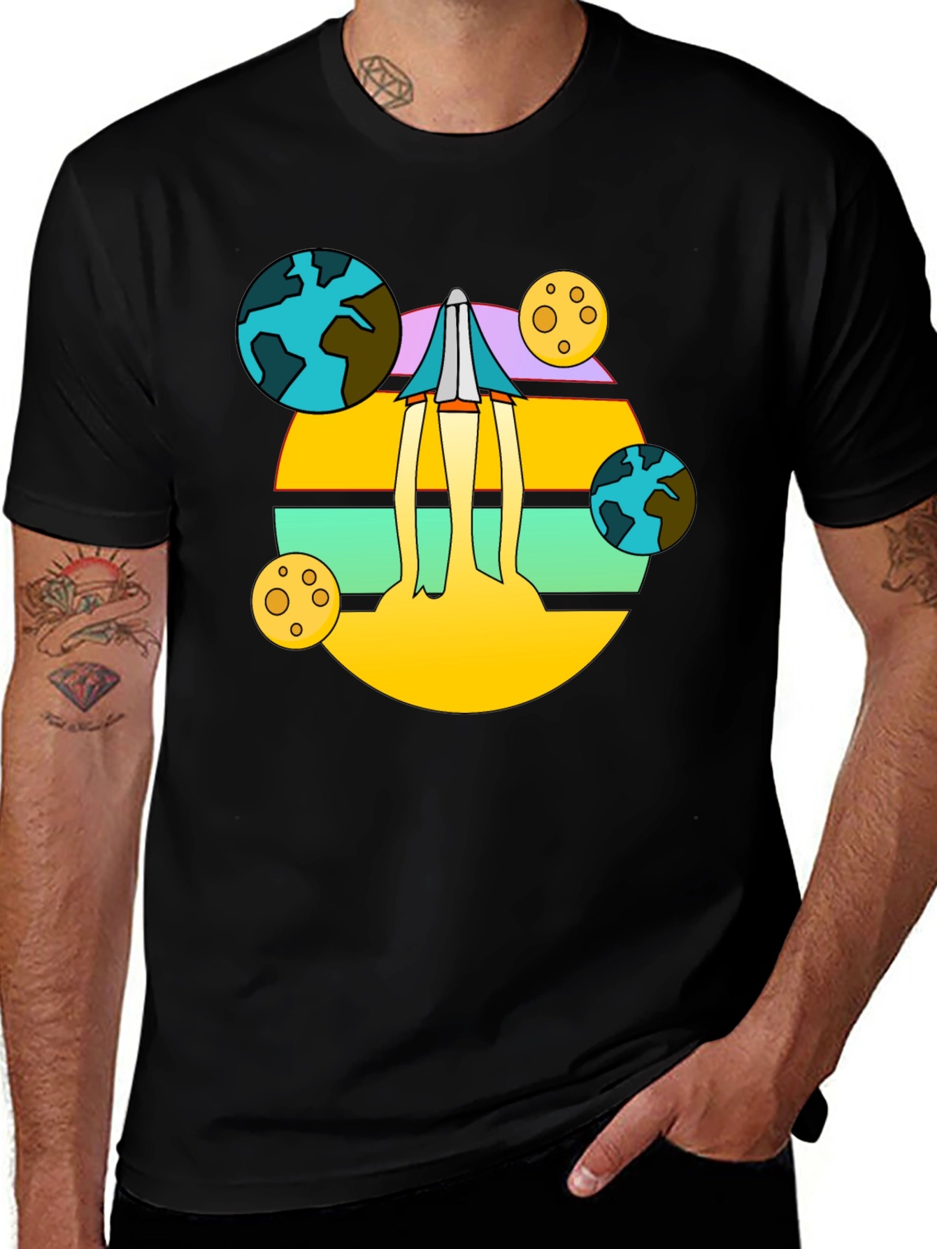 Variant 23 of Retro Space Launch T-Shirt - Classic Sci-Fi Design