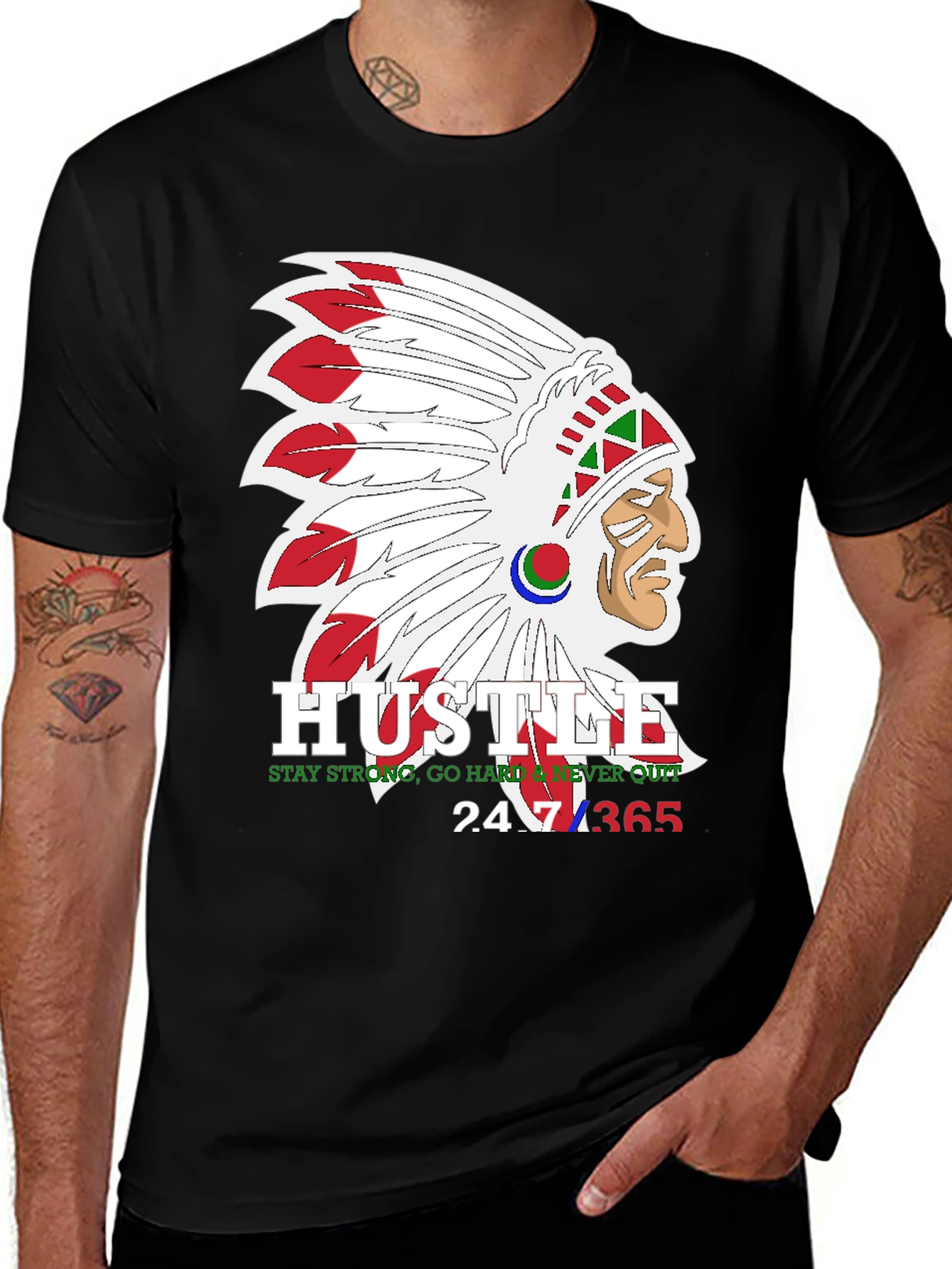 Variant 29 of Hustle Graphic Tee - Men's Black T-Shirt