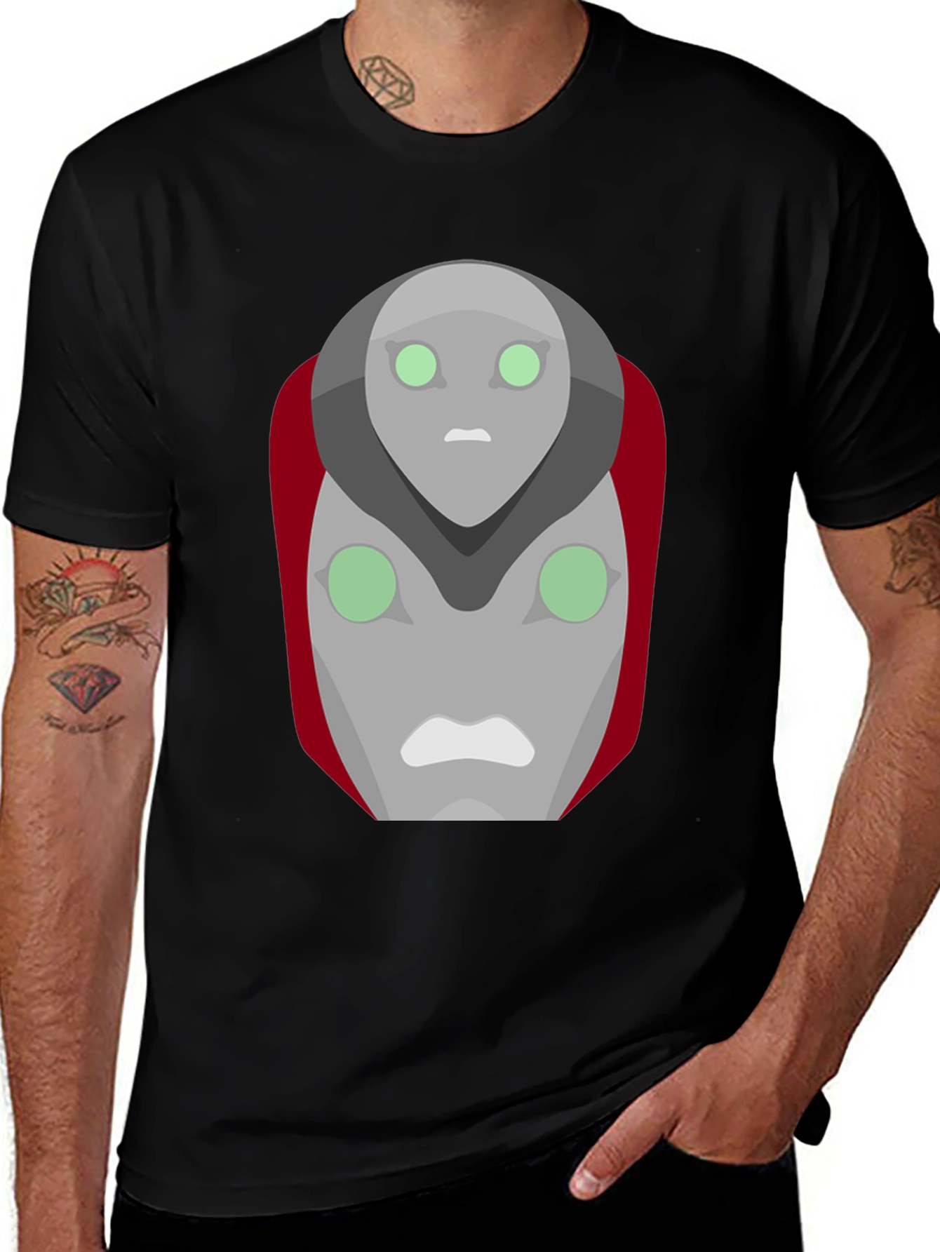 Variant 25 of Unique Graphic Tee - Robot Face Design