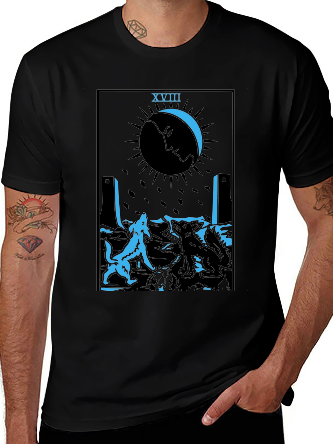 Variant 18 of Tarot Card Moon Graphic Tee - Black