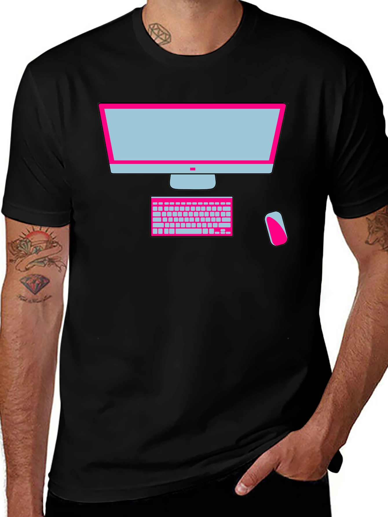 Geek Chic Computer Graphic Tee - Black