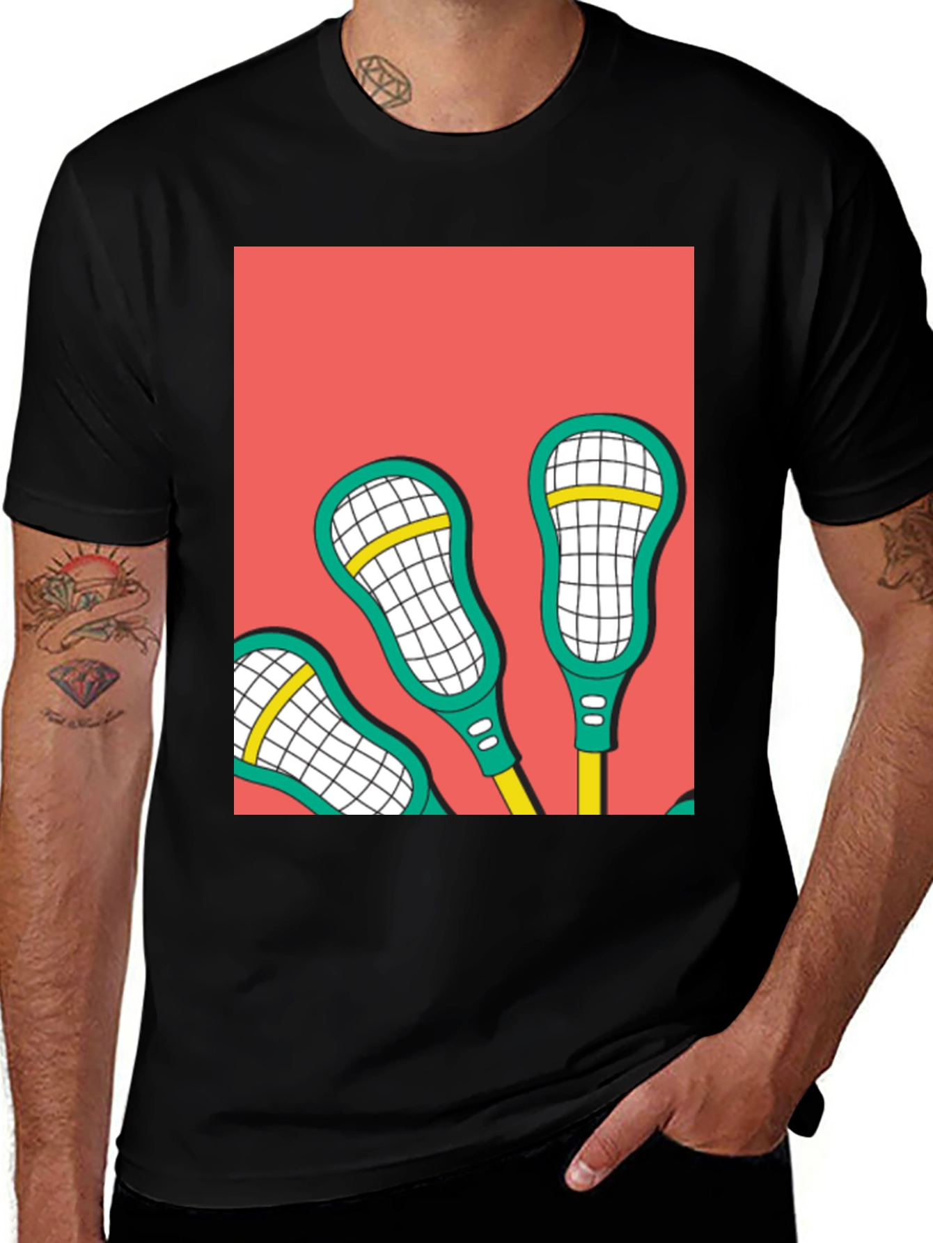 Variant 19 of Lacrosse Sticks Graphic Tee - Cool Sport Design