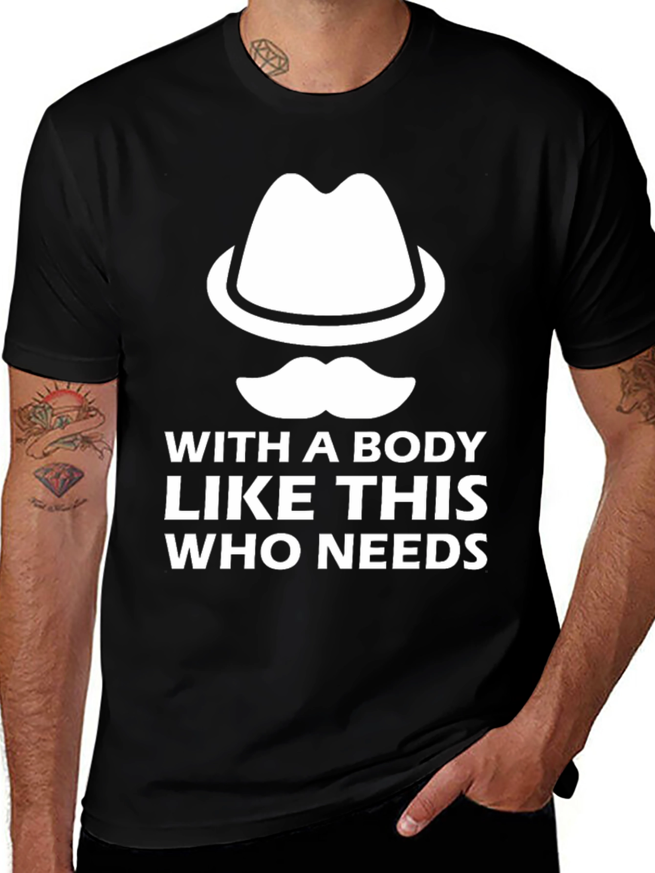 Variant 20 of Humorous "With a Body Like This" Graphic Tee - Black