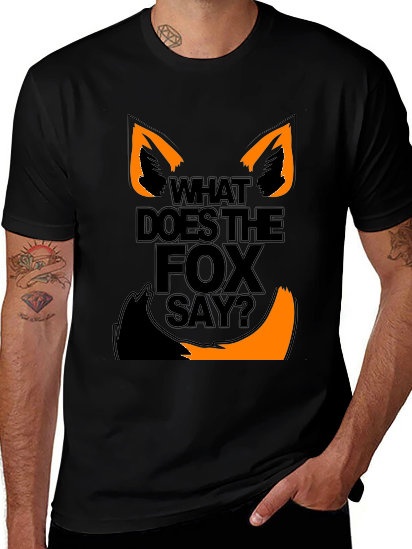 Variant 17 of What Does the Fox Say? Graphic Tee - Black