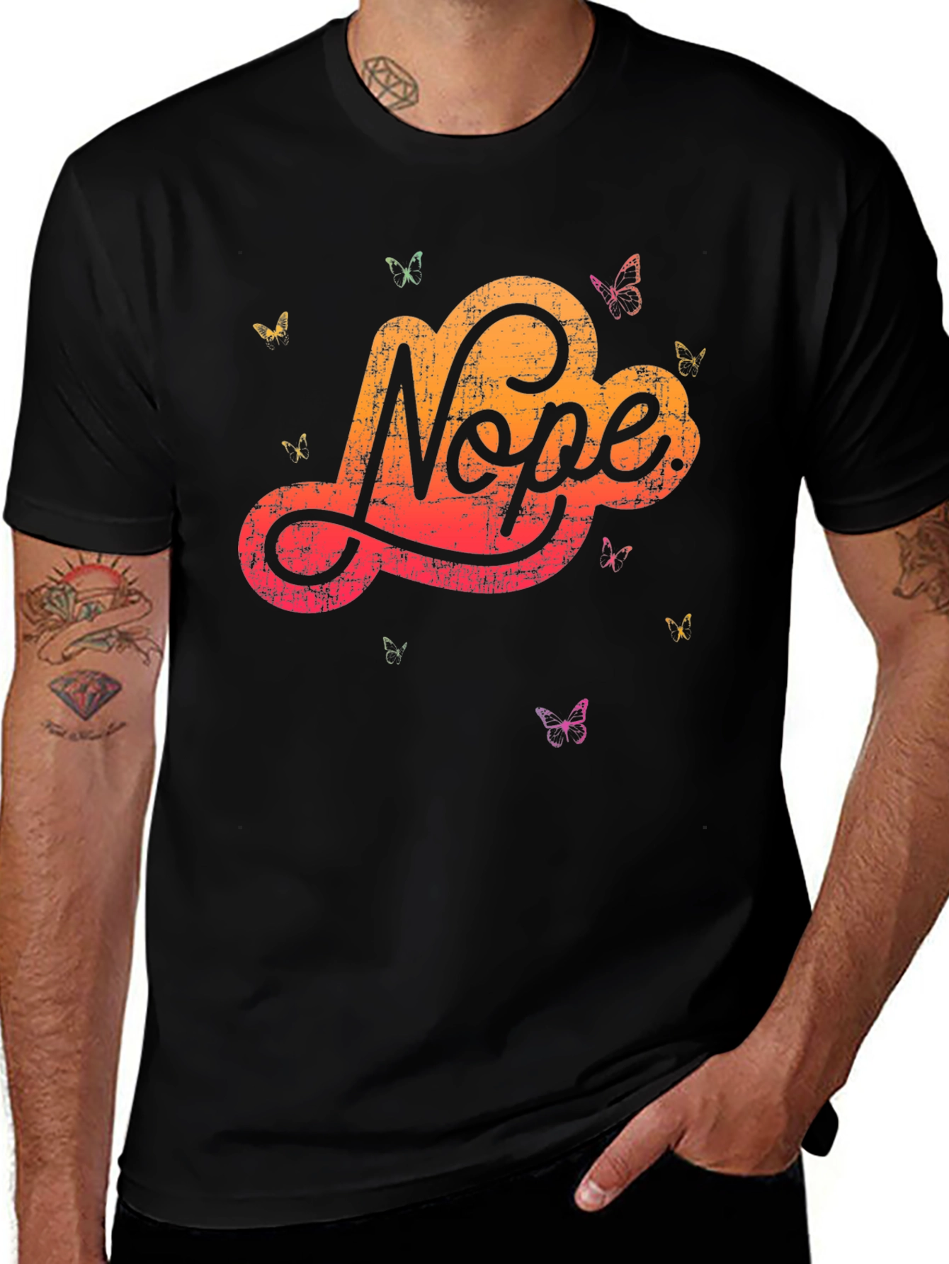 Variant 9 of Nope Butterfly Graphic Tee - Soft Cotton Blend