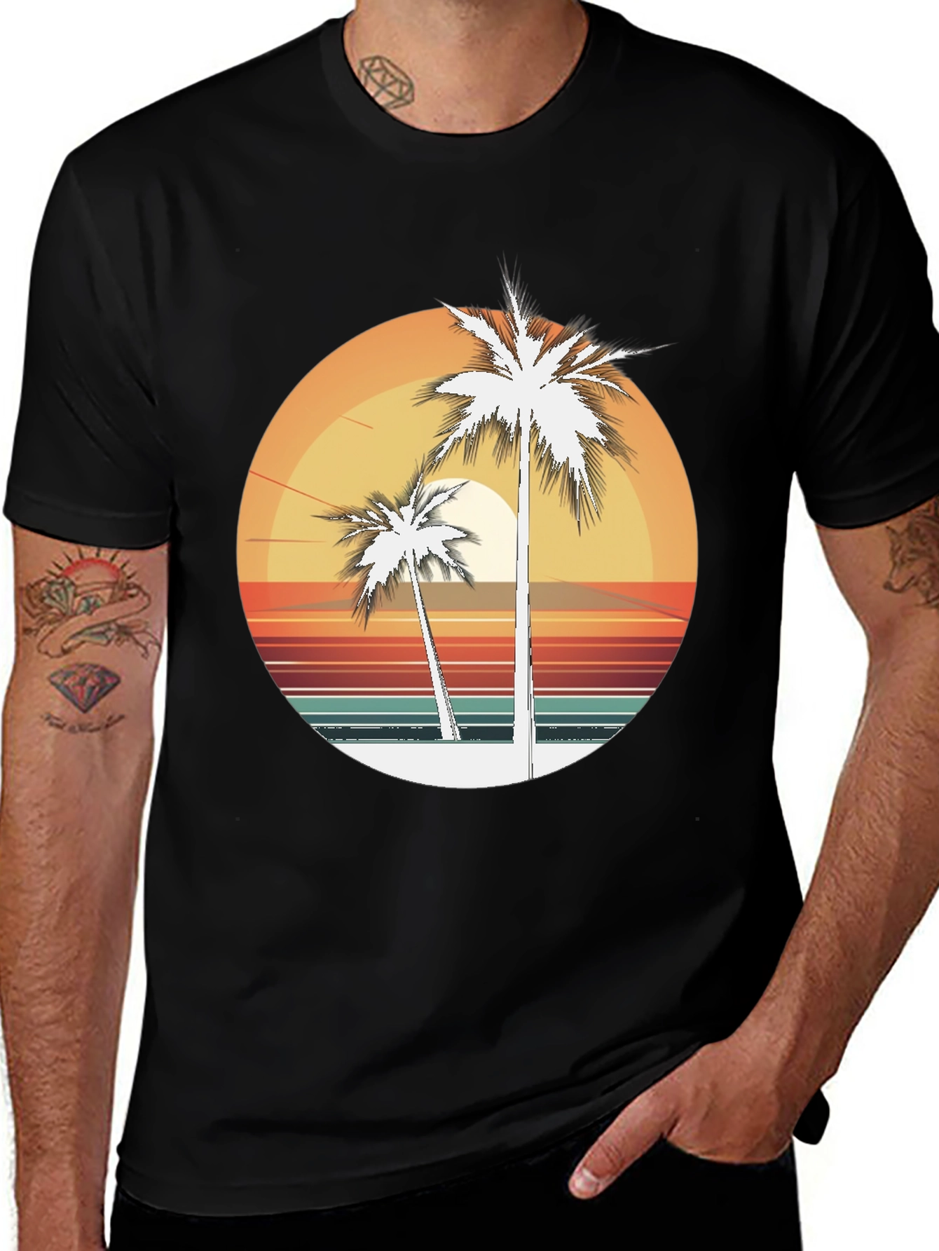 Variant 6 of Retro Sunset Palm Tree T-Shirt