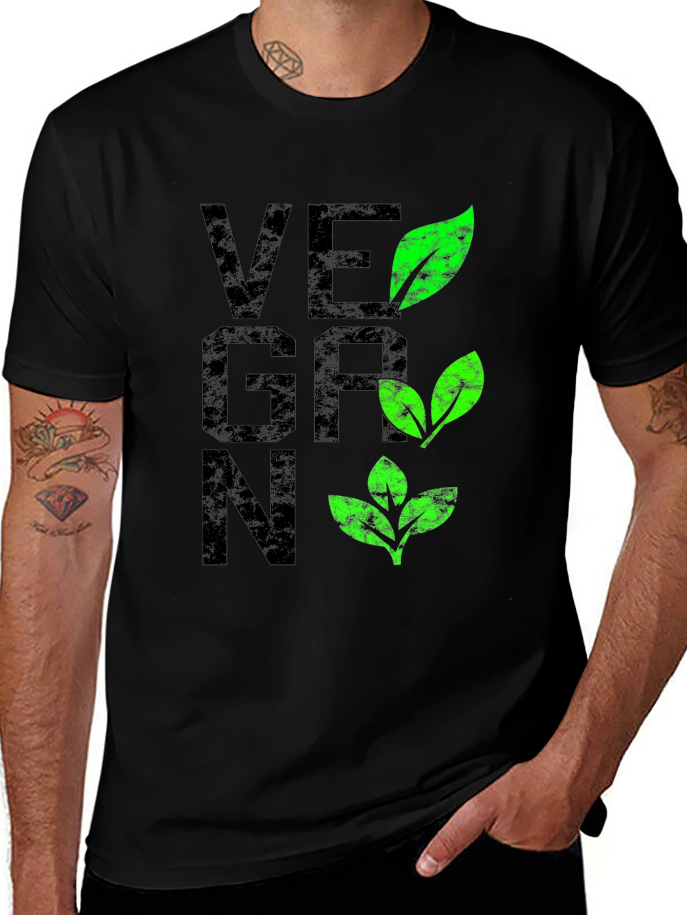 Variant 7 of Vegan Graphic Tee - Leaf Design