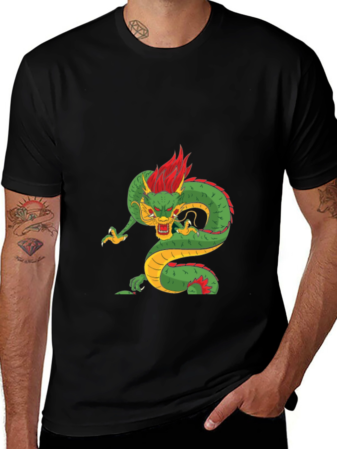 Variant 26 of Dragon Graphic Tee - Men's Black T-Shirt