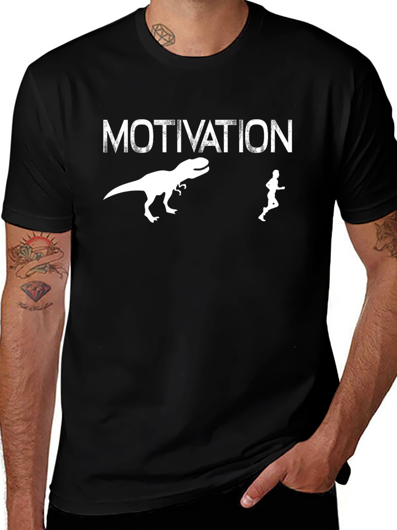 Variant 14 of Motivation Dinosaur Run T-Shirt - Unisex Cotton Tee