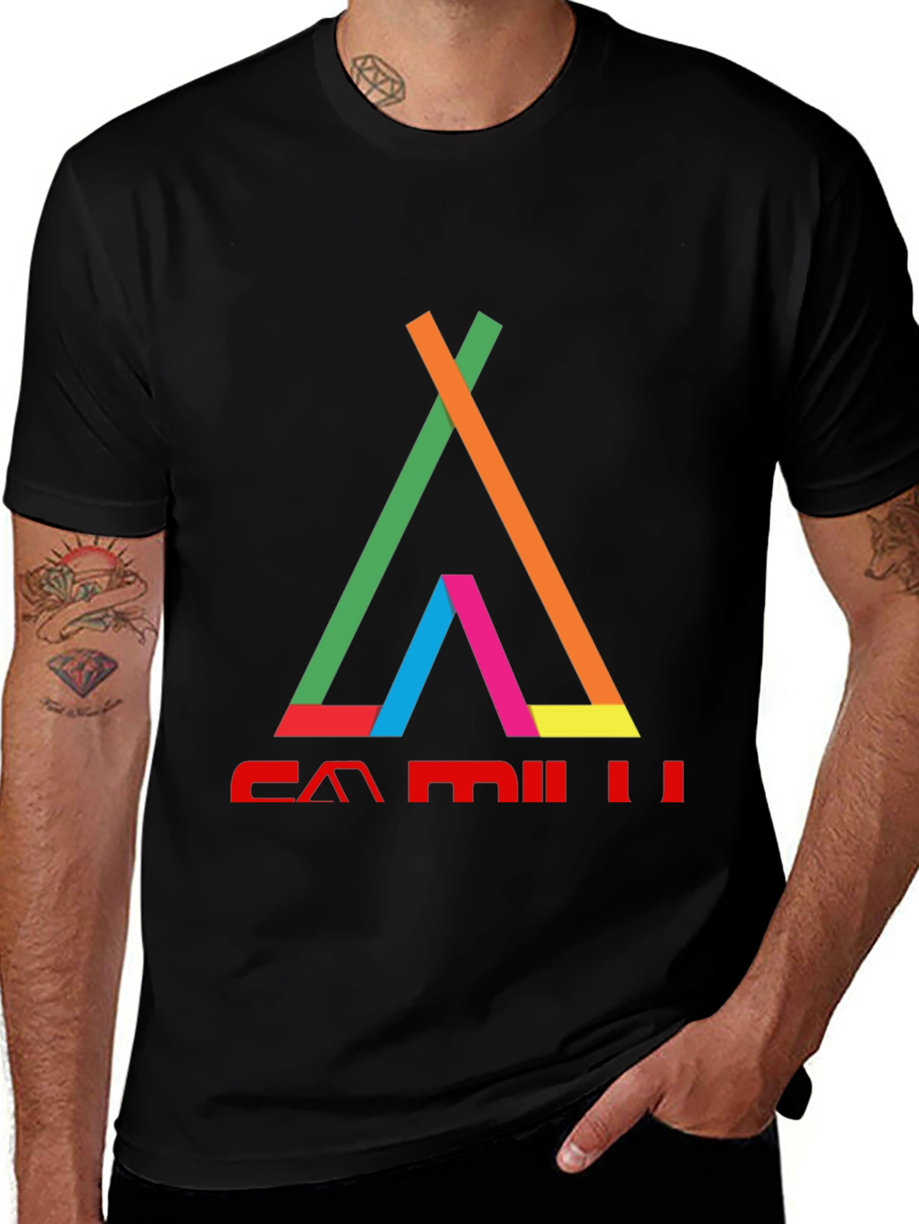 Variant 16 of Geometric Tee - Colorful Line Art T-Shirt