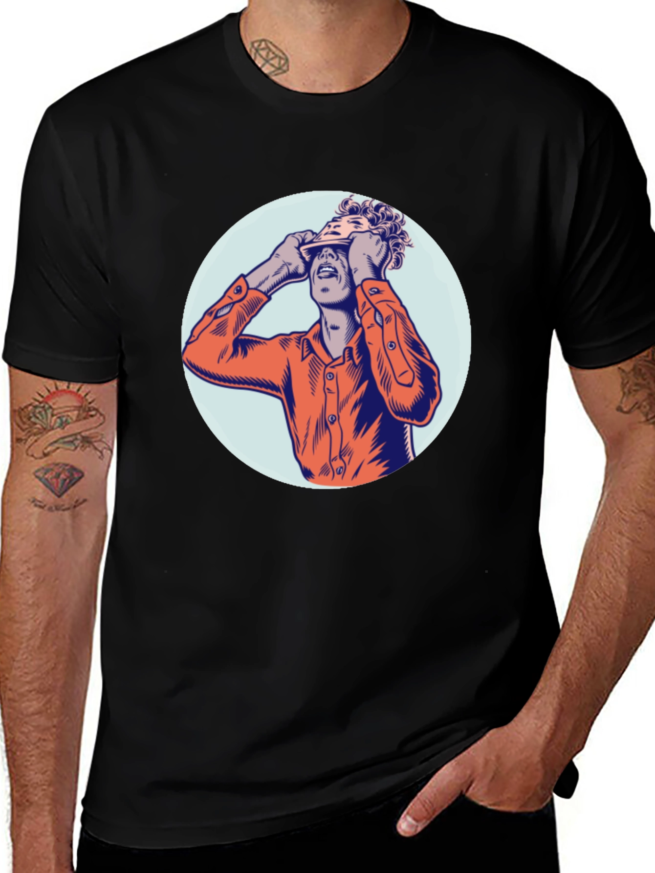 Variant 19 of Graphic Tee with Man Peeling Face Design