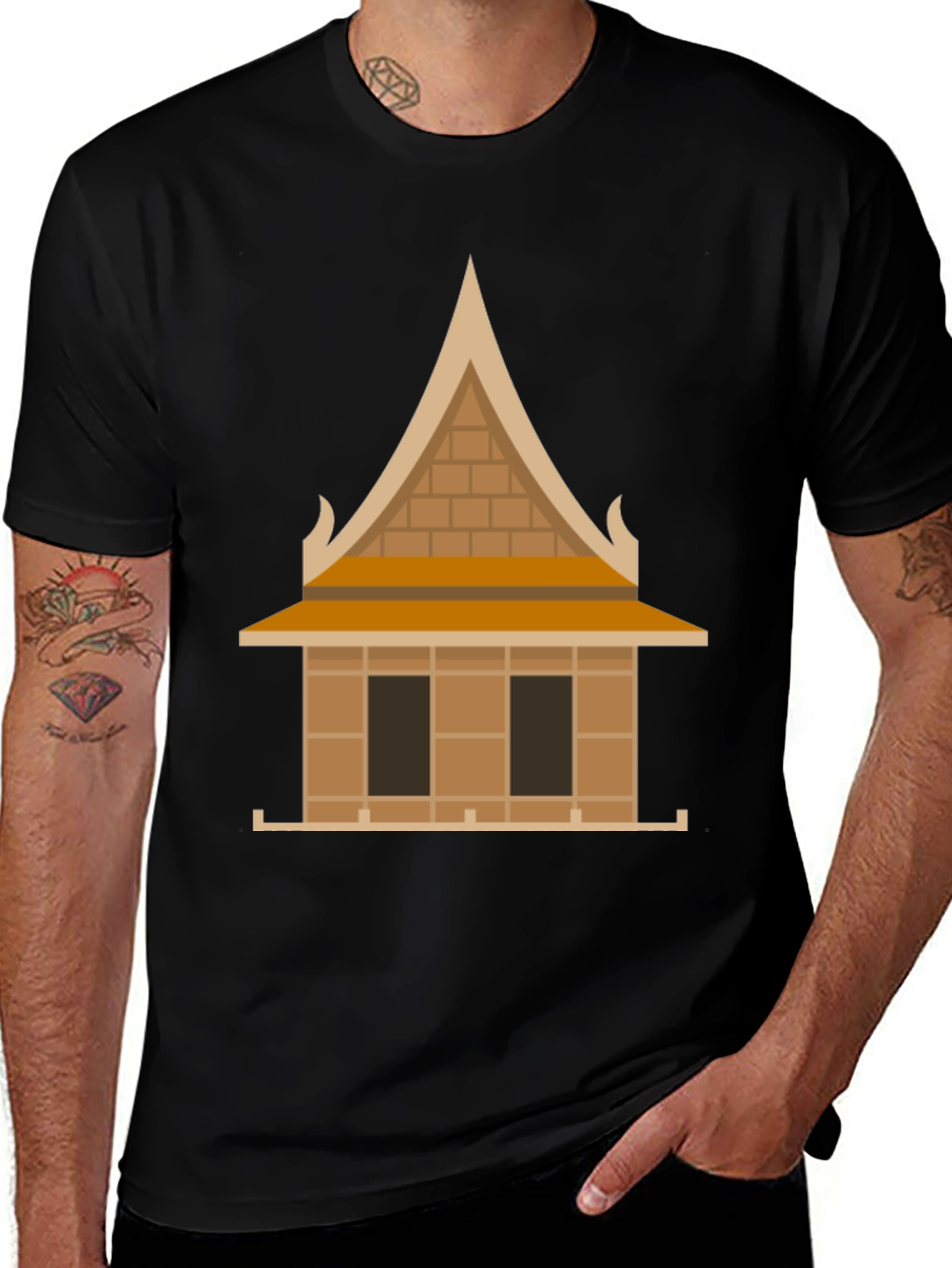 Variant 29 of Architectural Style Graphic Tee - Black Unisex