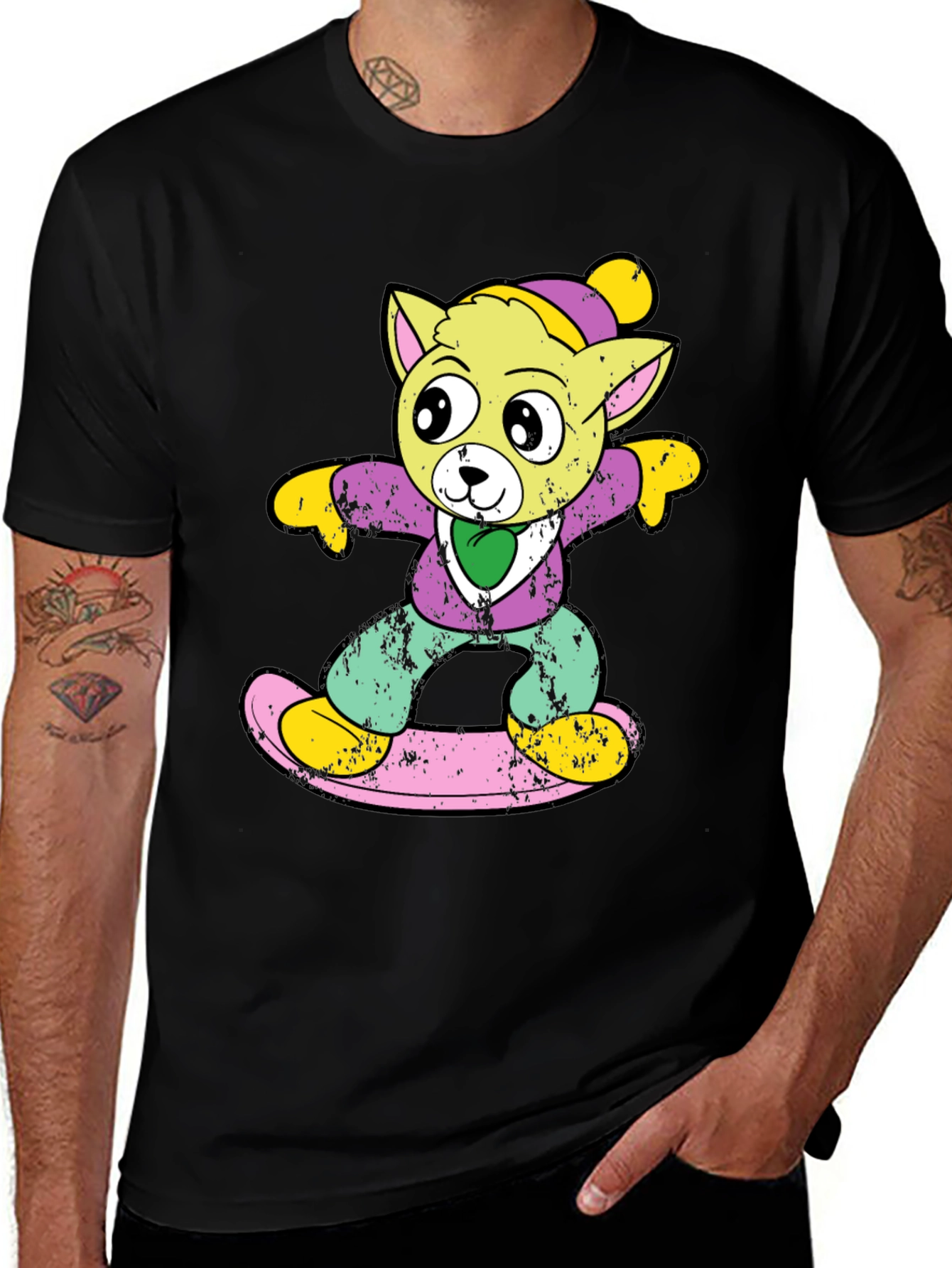 Variant 23 of Retro Cartoon Bear Skateboarder Graphic Tee