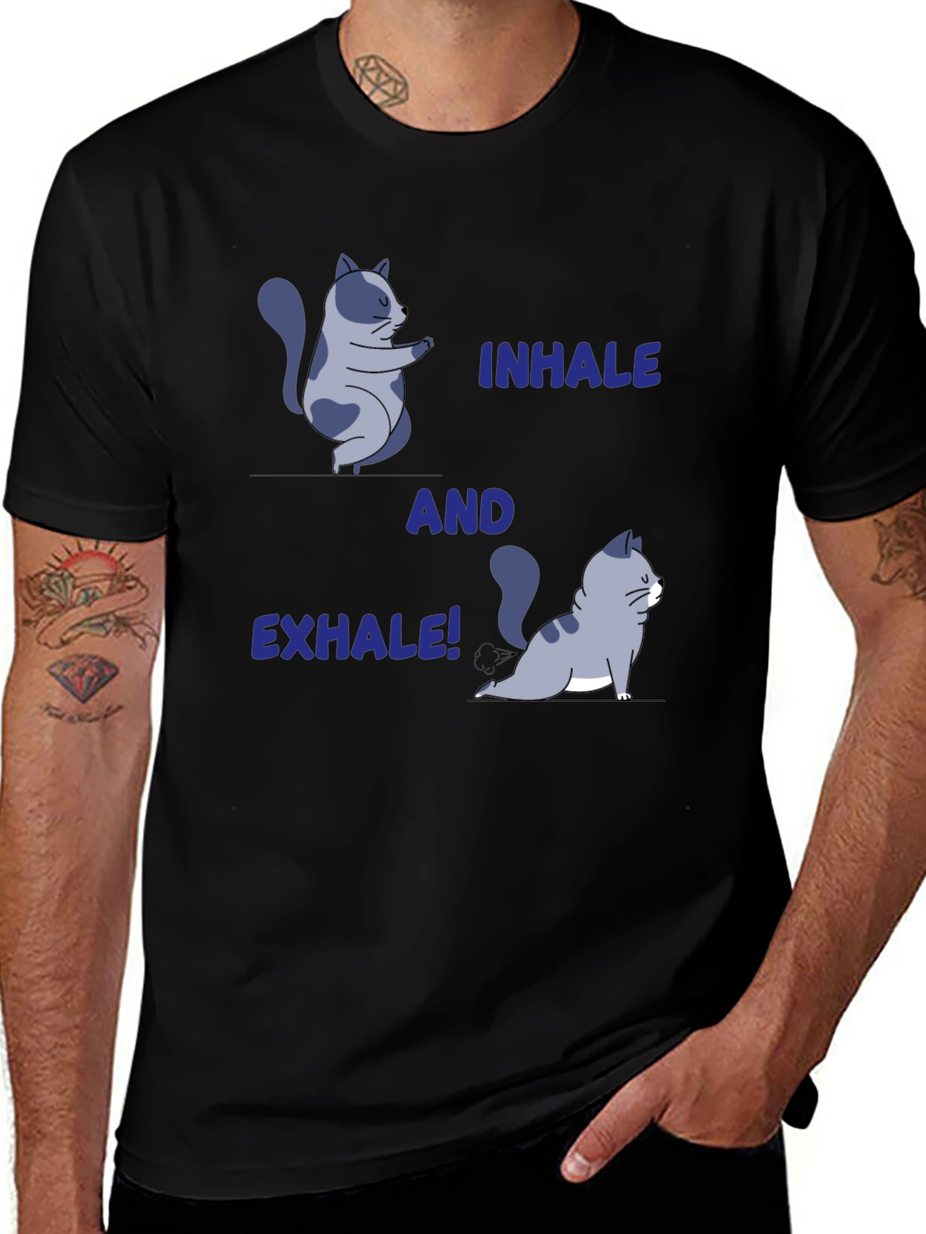 Variant 28 of Yoga Cat T-Shirt: Inhale and Exhale