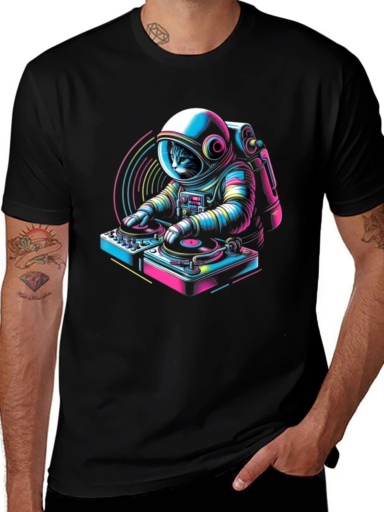 Variant 25 of DJ Cat Astronaut Graphic Tee - Cosmic Beats