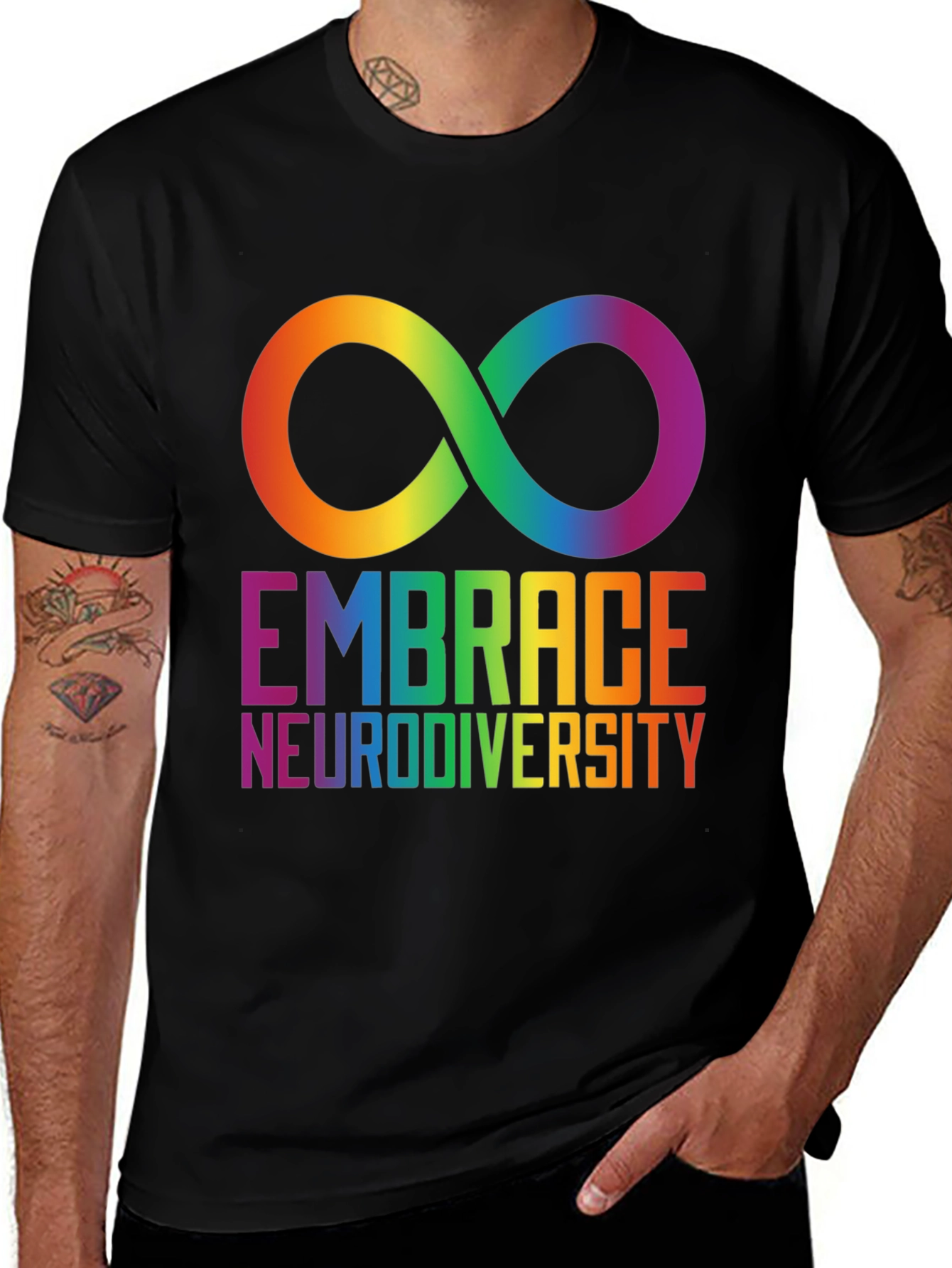 Variant 12 of Embrace Neurodiversity Rainbow Infinity Symbol T-Shirt