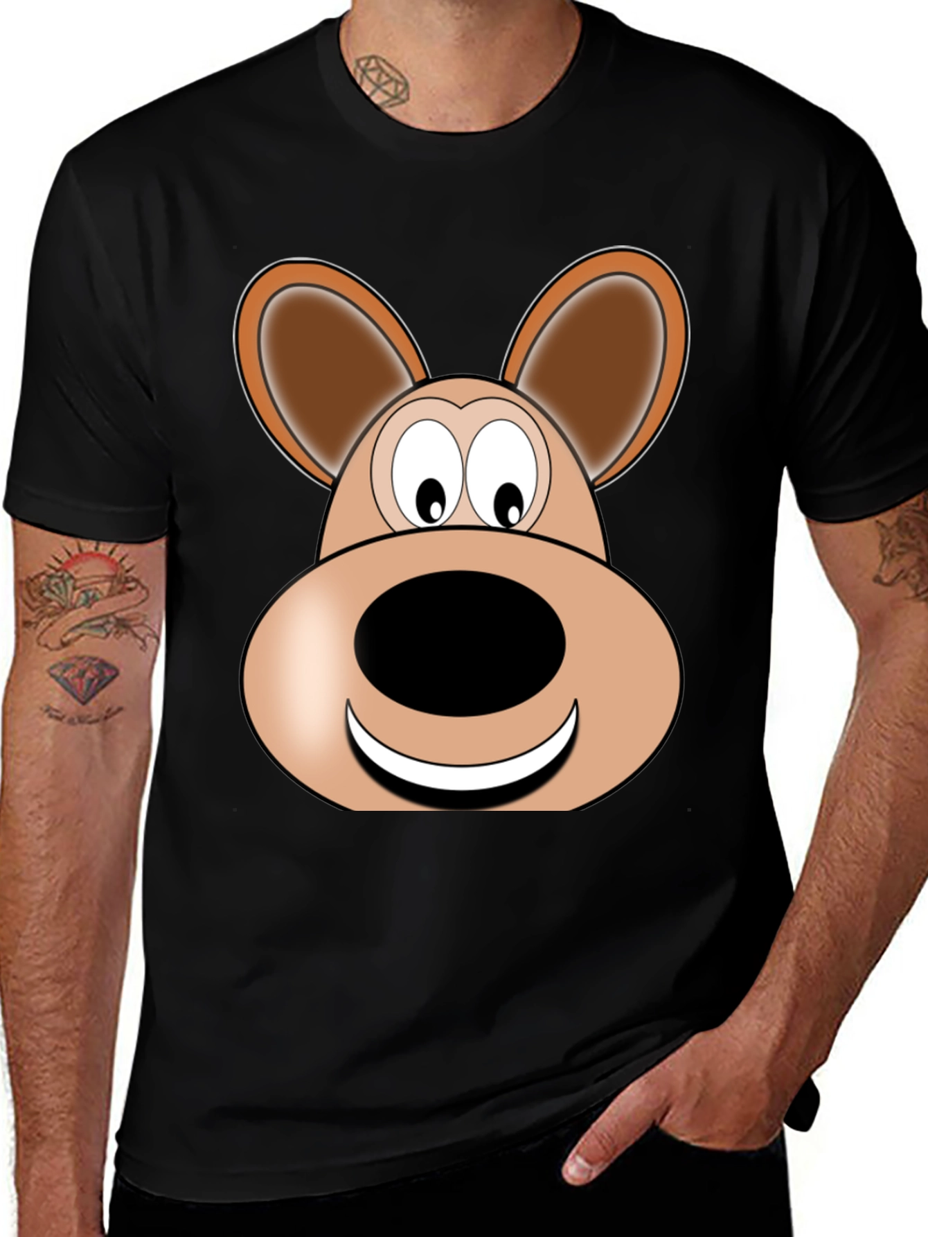Cartoon Bear Graphic Tee - Unisex Black T-Shirt