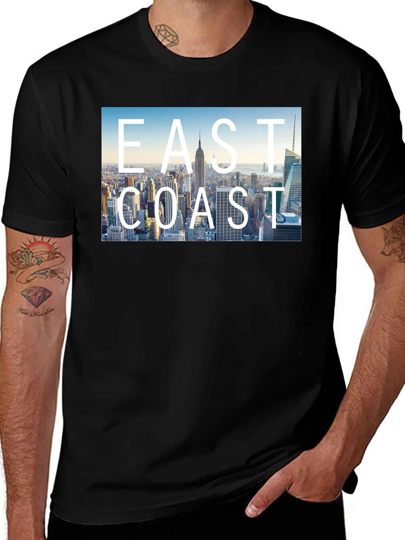 East Coast Skyline Graphic T-Shirt - Black