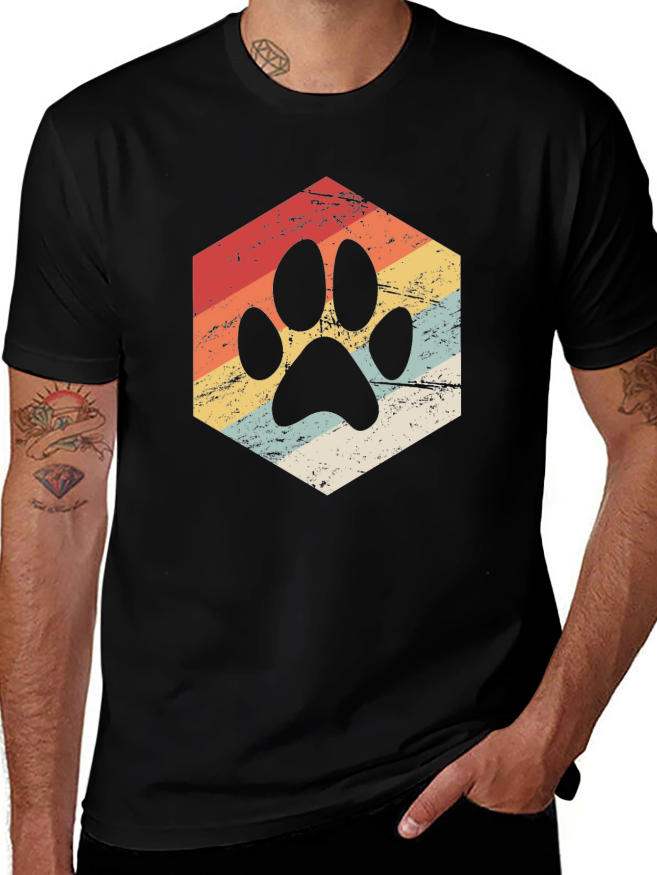 Variant 4 of Retro Paw Print T-Shirt