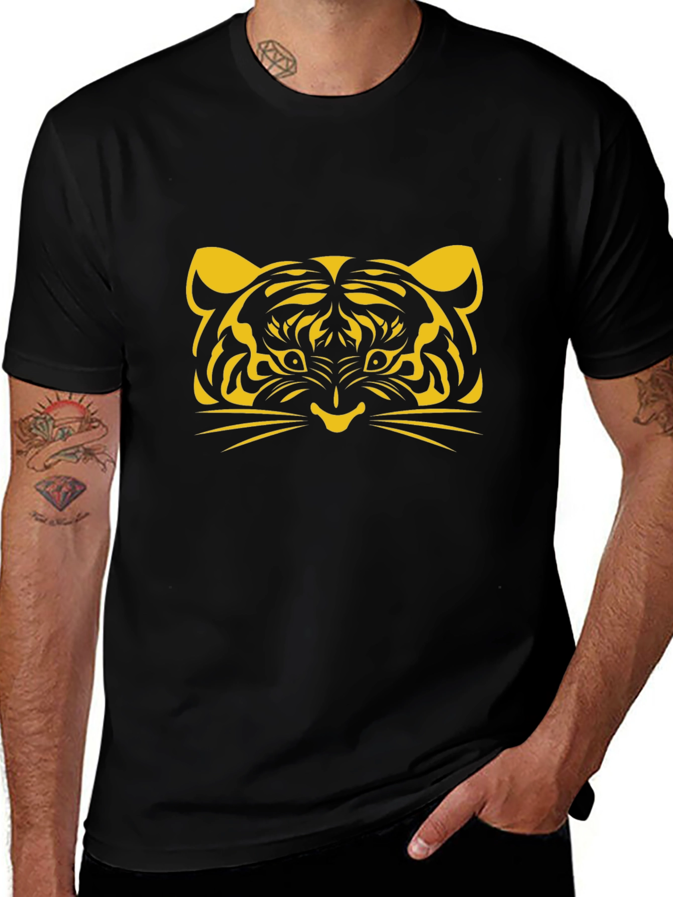 Variant 6 of Tiger Graphic Tee - Bold Black T-Shirt