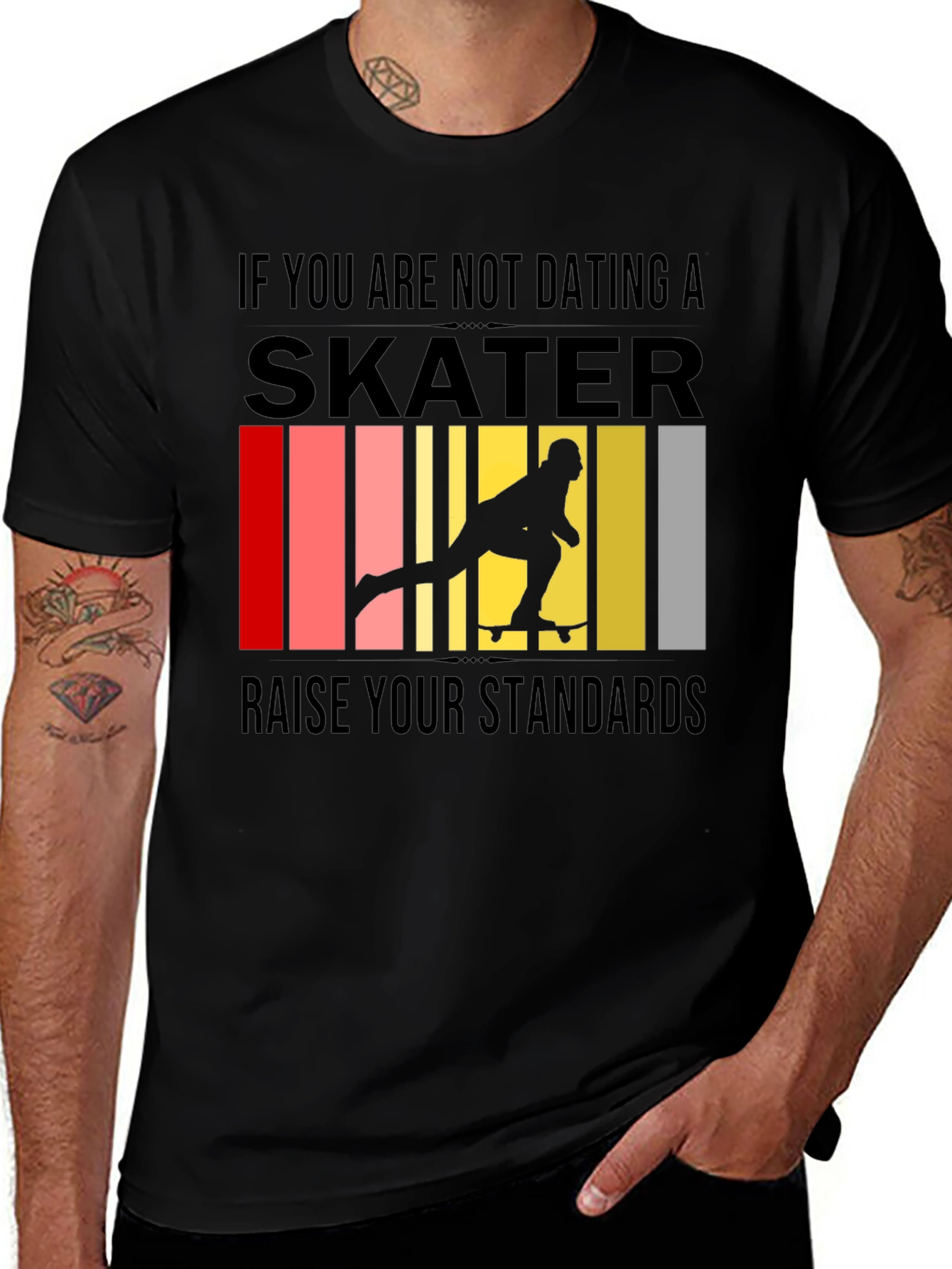 Black Skater Graphic T-Shirt - Raise Your Standards main image
