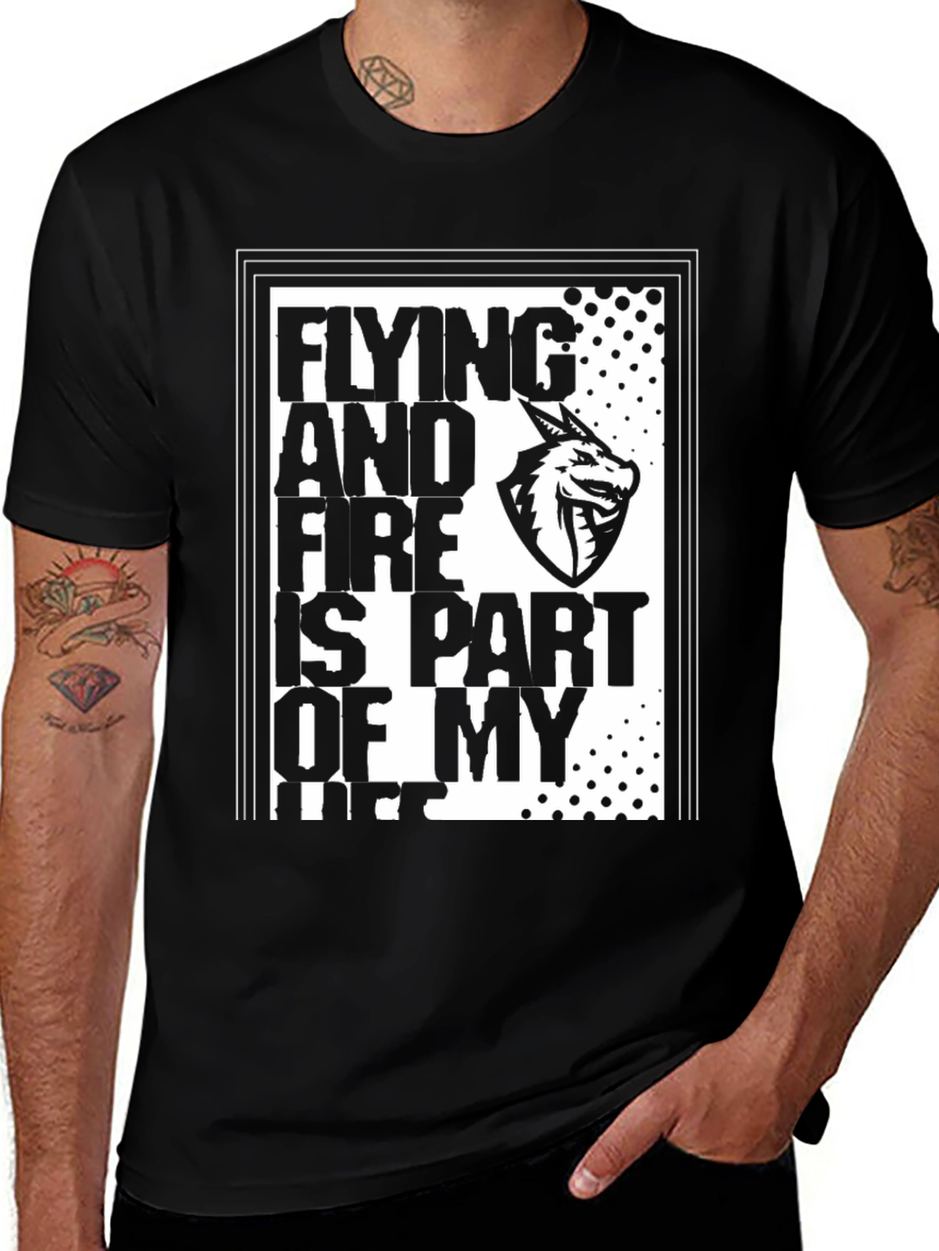 Variant 8 of Flying and Fire Dragon Graphic T-Shirt
