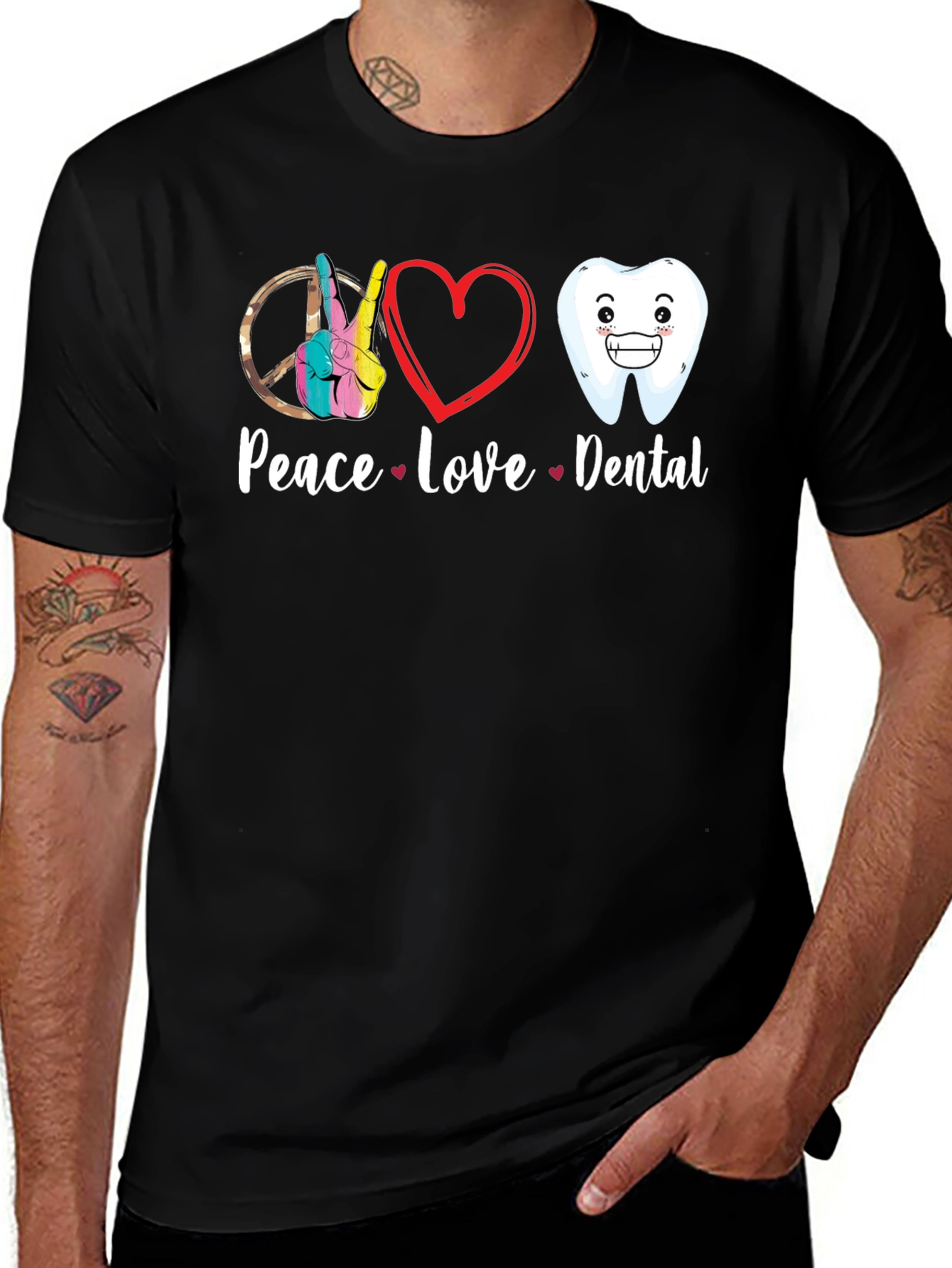 Variant 10 of Peace Love Dental Graphic T-Shirt