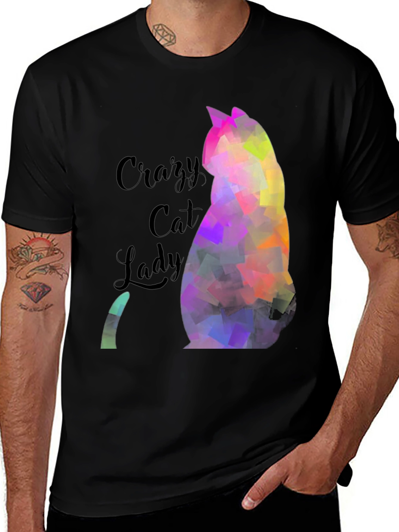 Variant 6 of Crazy Cat Lady T-Shirt Colorful Cat Design