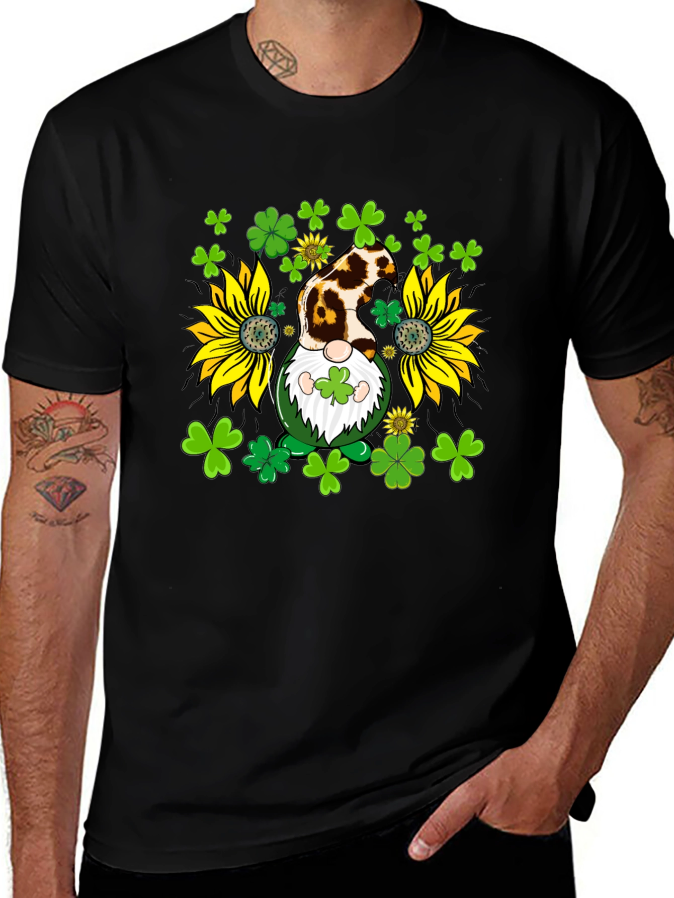 Variant 4 of St. Patrick's Day Gnome T-Shirt Clover & Sunflower