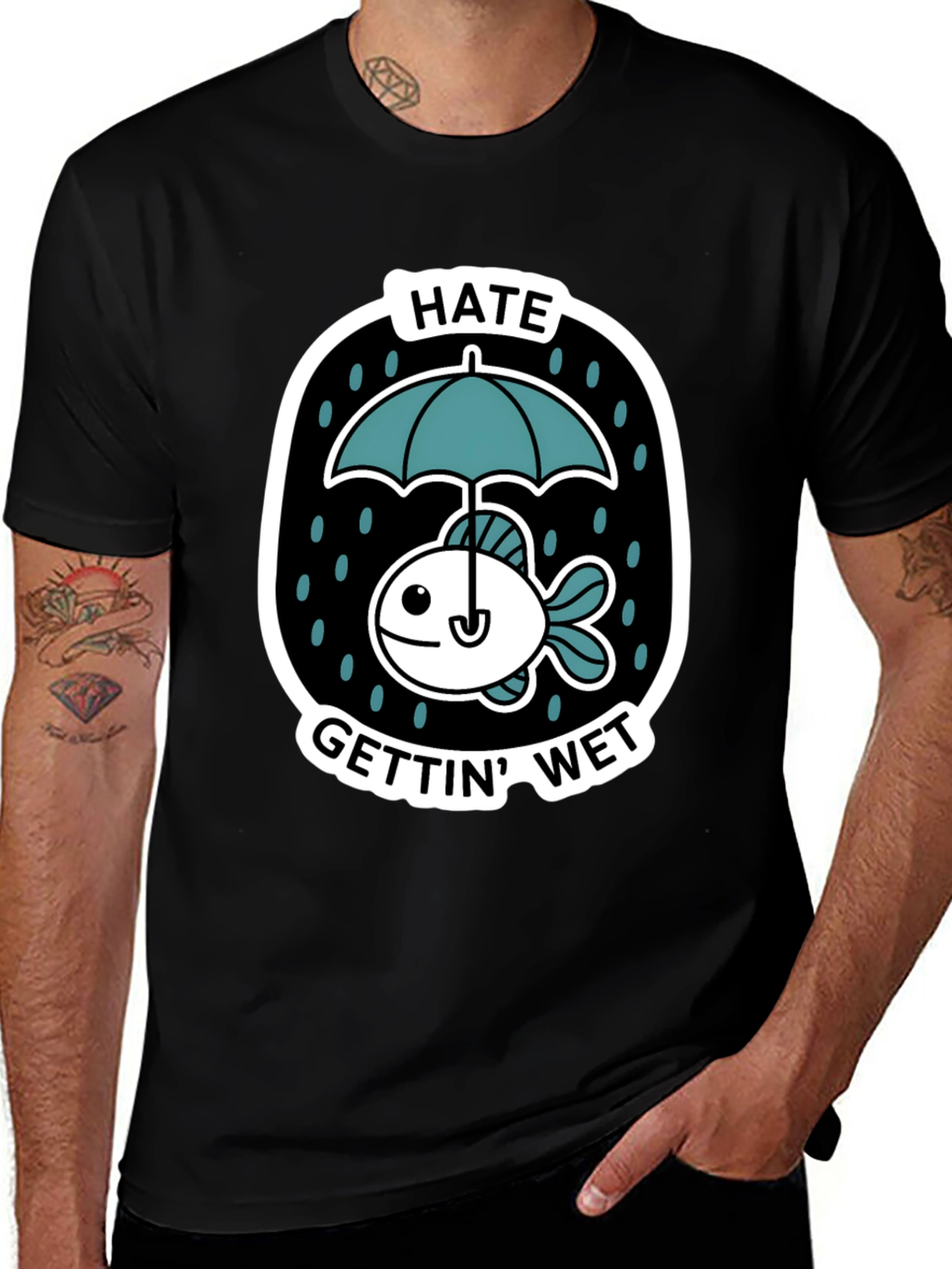 Variant 19 of Funny Fish Hates Getting Wet Graphic Tee
