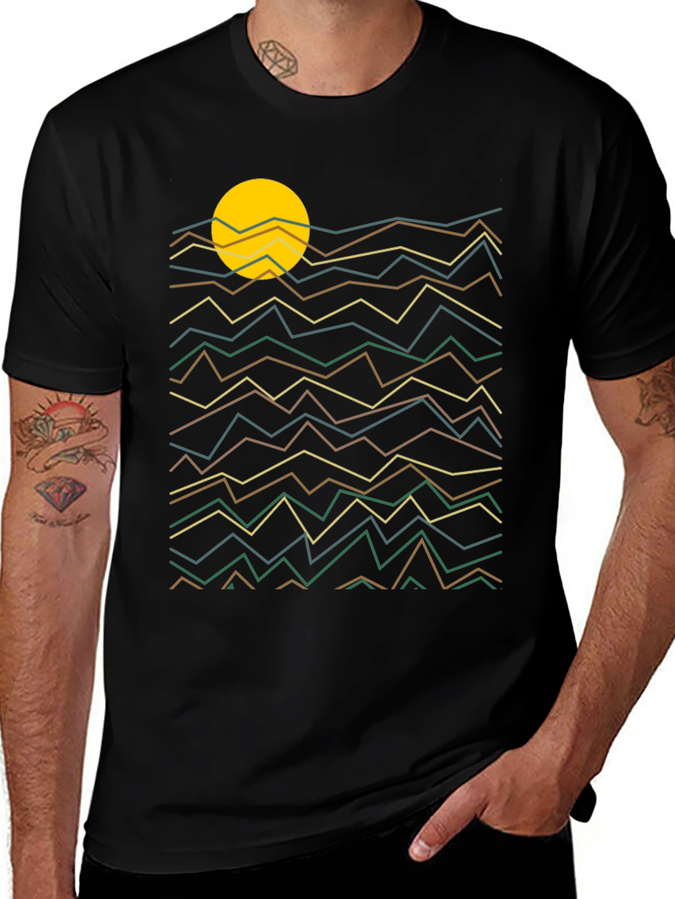 Variant 6 of Abstract Geometric Sunset Graphic Tee