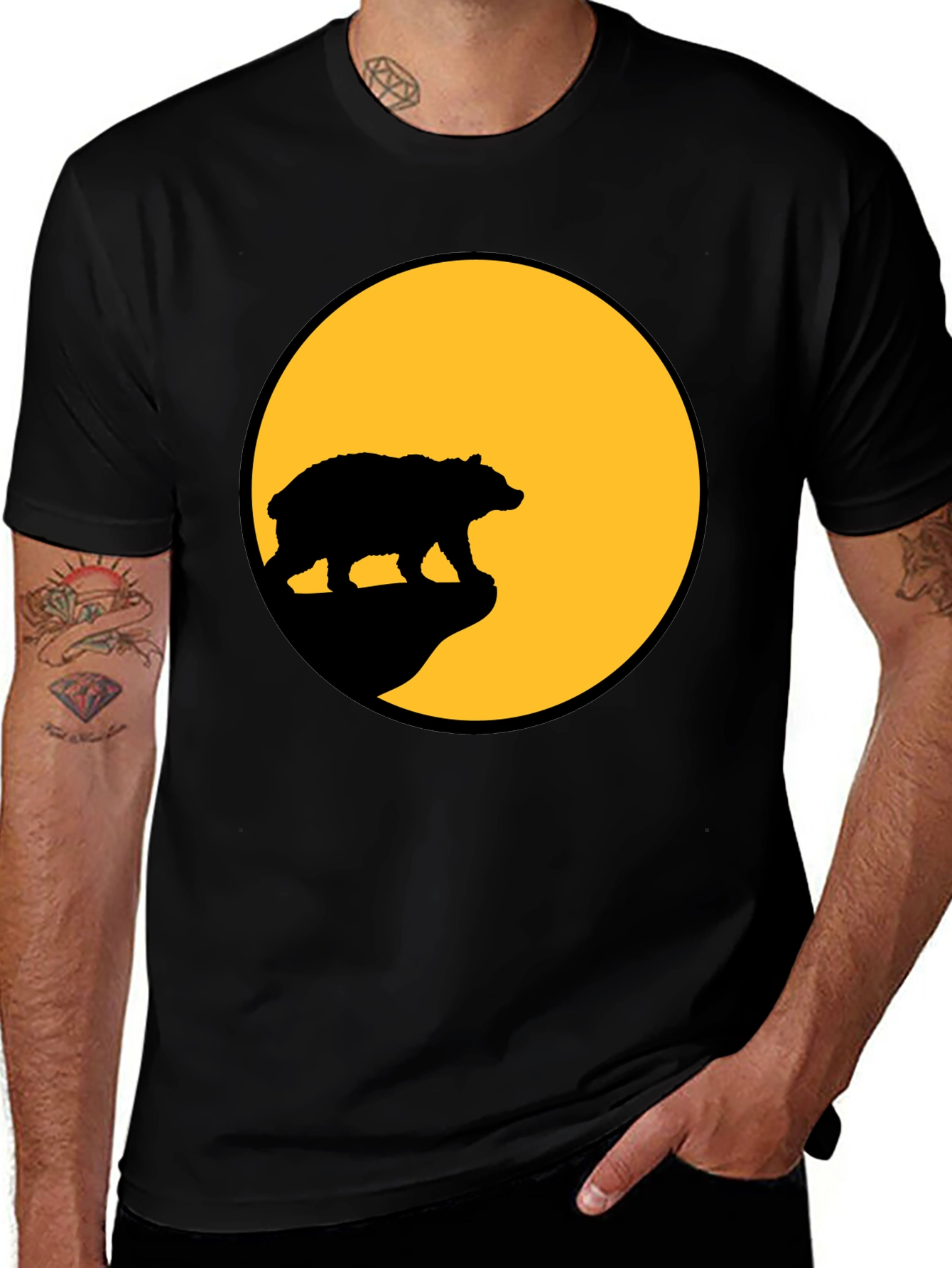 Variant 4 of Bear Silhouette T-Shirt - Black Graphic Tee