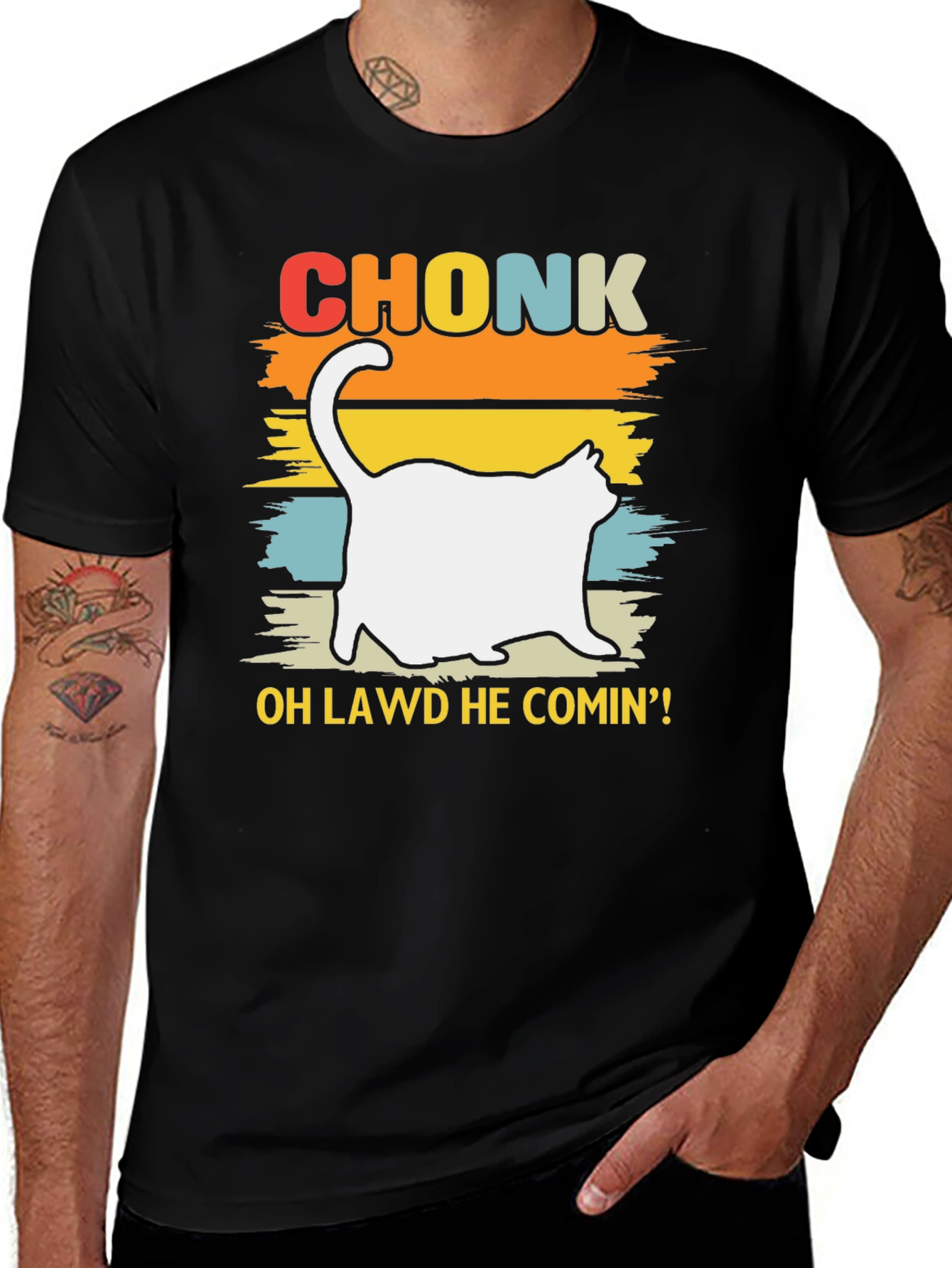 Chonk Cat T-Shirt - Oh Lawd He Comin'!